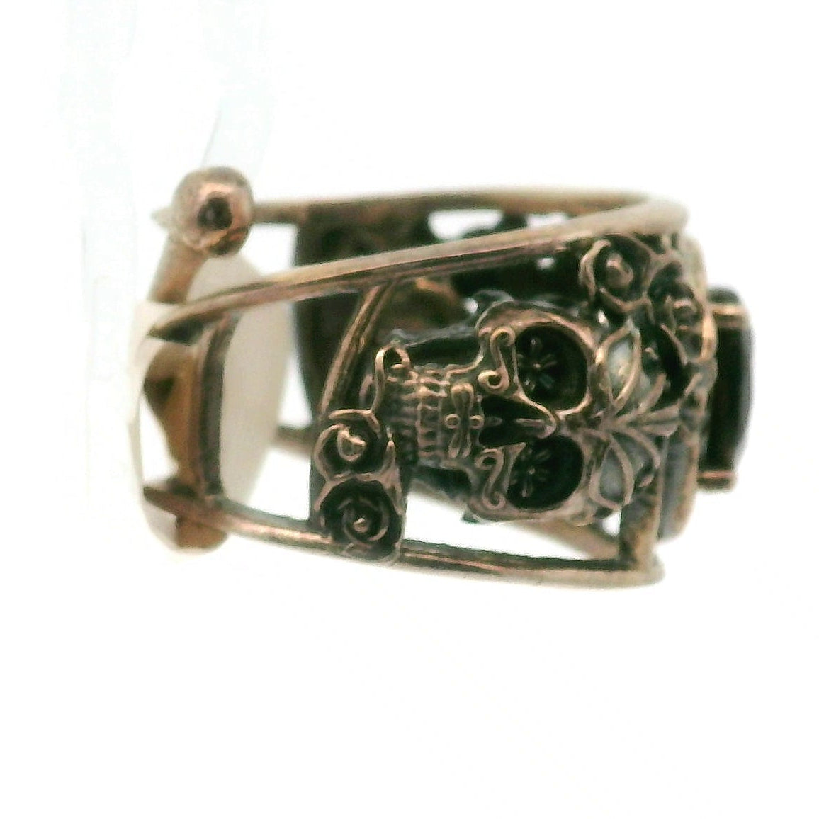 Día de los Muertos Adjustable Cuff Ring .925 Silver for Remembrance of Ancestors and the Cycle of Life
