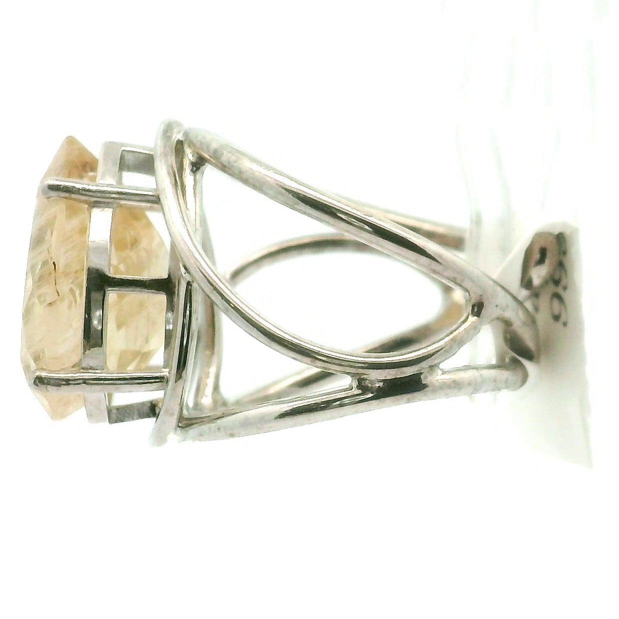 Danburite Faceted Cuff Ring .925 Silver for Connection with Higher Realms, Peace and Self Acceptance