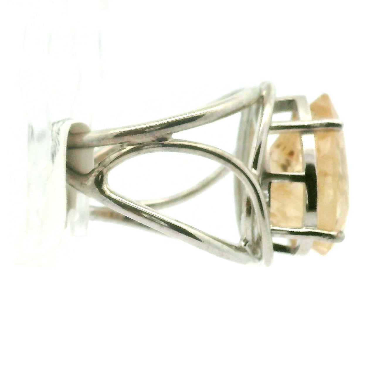 Danburite Faceted Cuff Ring .925 Silver for Connection with Higher Realms, Peace and Self Acceptance