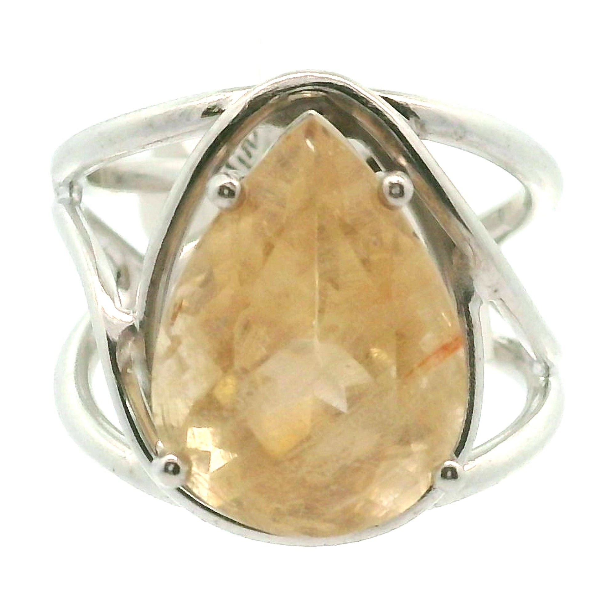 Danburite Faceted Cuff Ring .925 Silver for Connection with Higher Realms, Peace and Self Acceptance