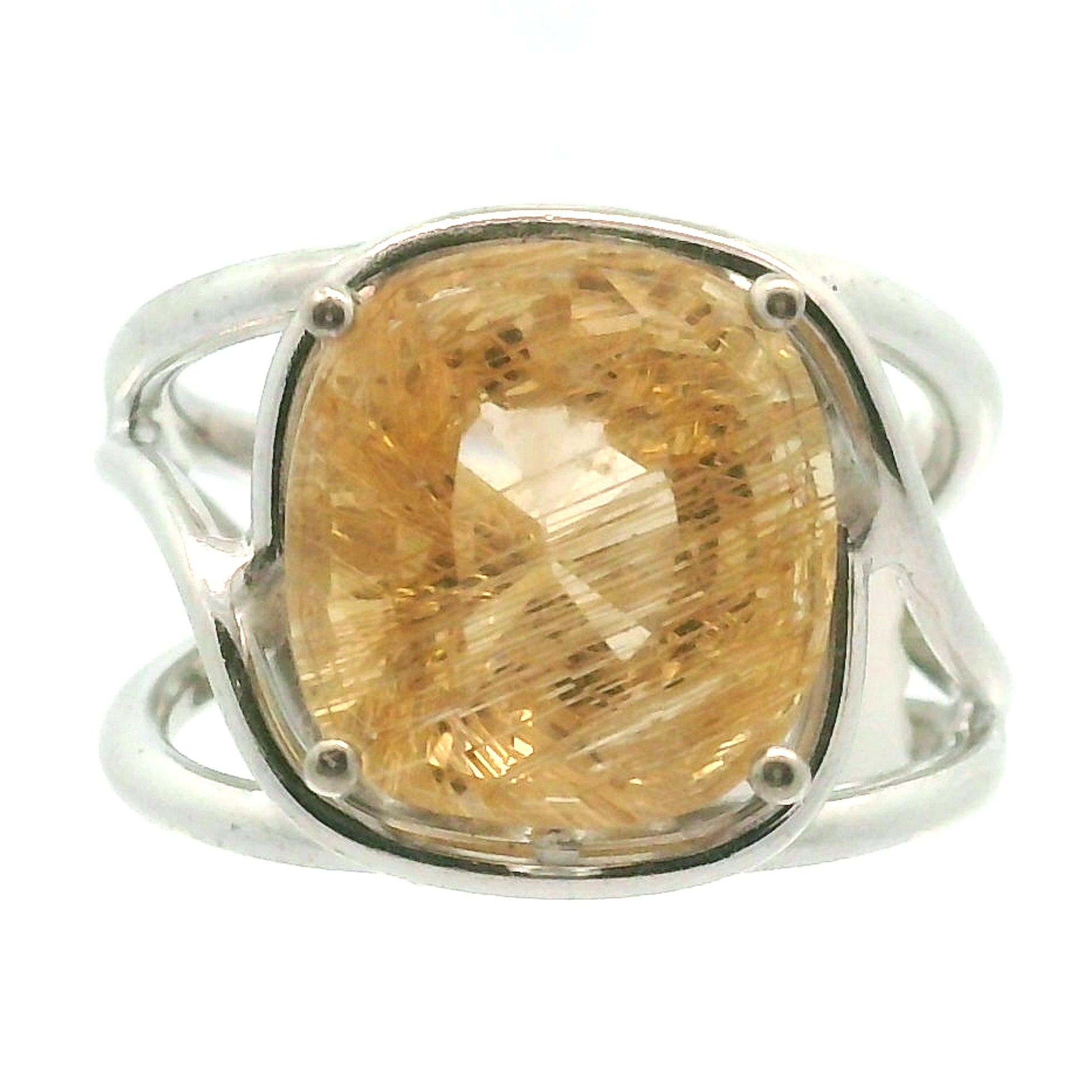 Danburite Faceted Cuff Ring .925 Silver for Connection with Higher Realms, Peace and Self Acceptance