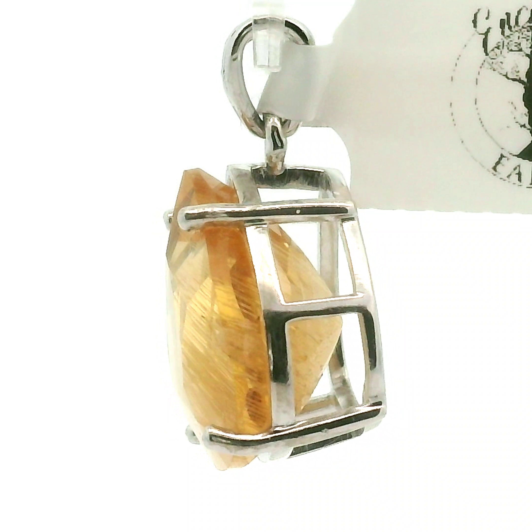 Rutilated Champagne Danburite Pendant .925 Silver for Connection with Higher Realms, Peace and Self Acceptance