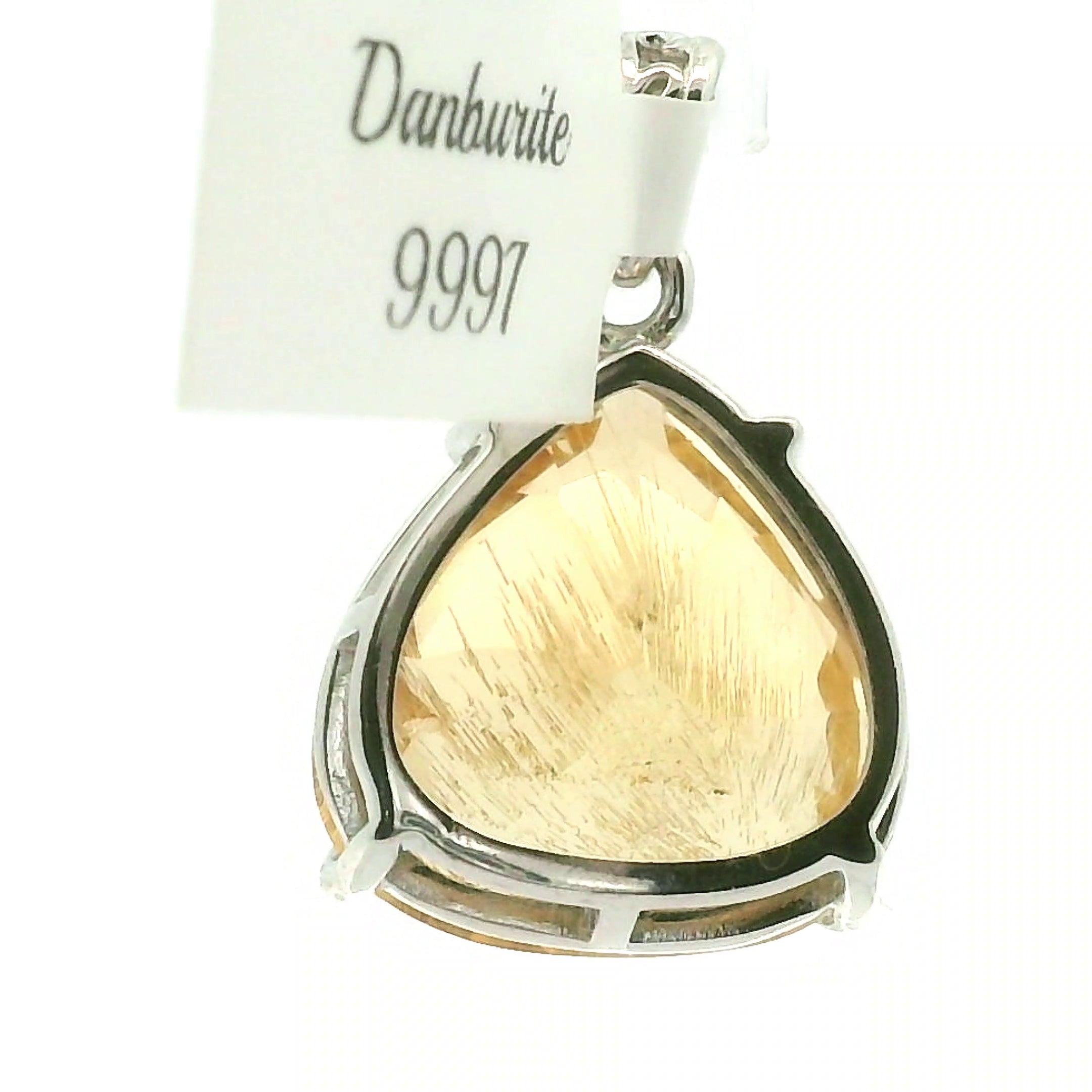 Rutilated Champagne Danburite Pendant .925 Silver for Connection with Higher Realms, Peace and Self Acceptance