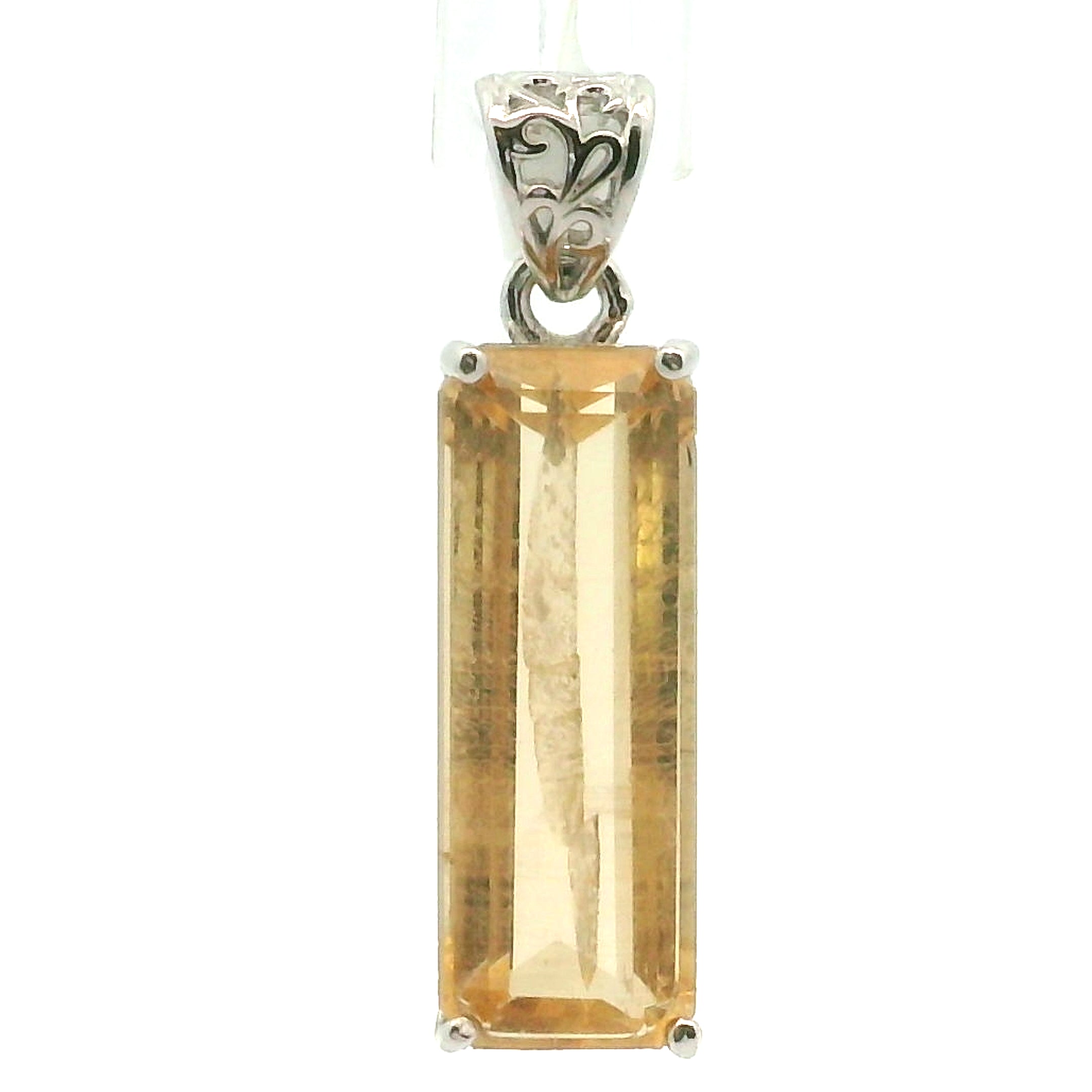 Rutilated Champagne Danburite Pendant .925 Silver for Connection with Higher Realms, Peace and Self Acceptance