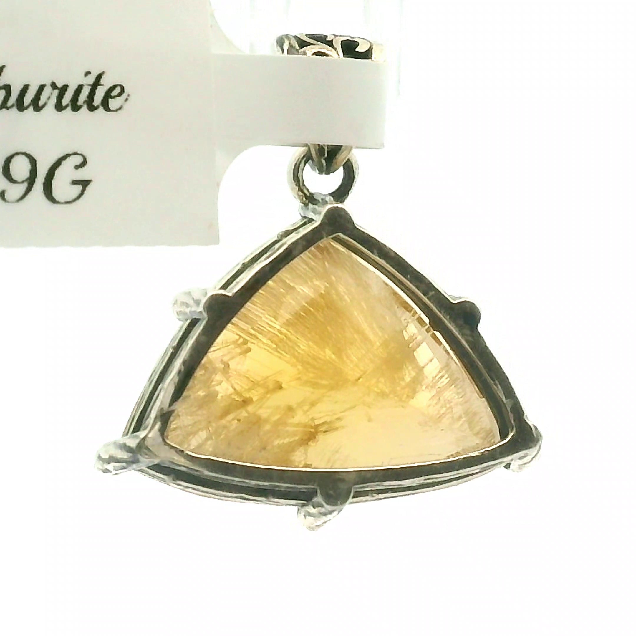 Rutilated Champagne Danburite Bad Witch Pendant .925 Silver for Connection with Higher Realms, Peace and Self Acceptance