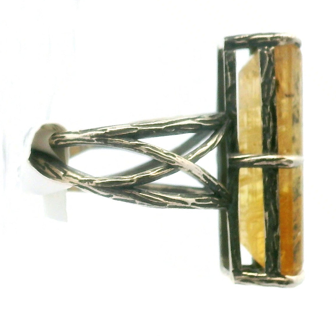 Danburite Faceted Bad Witch Cuff Ring .925 Silver for Connection with Higher Realms, Peace and Self Acceptance