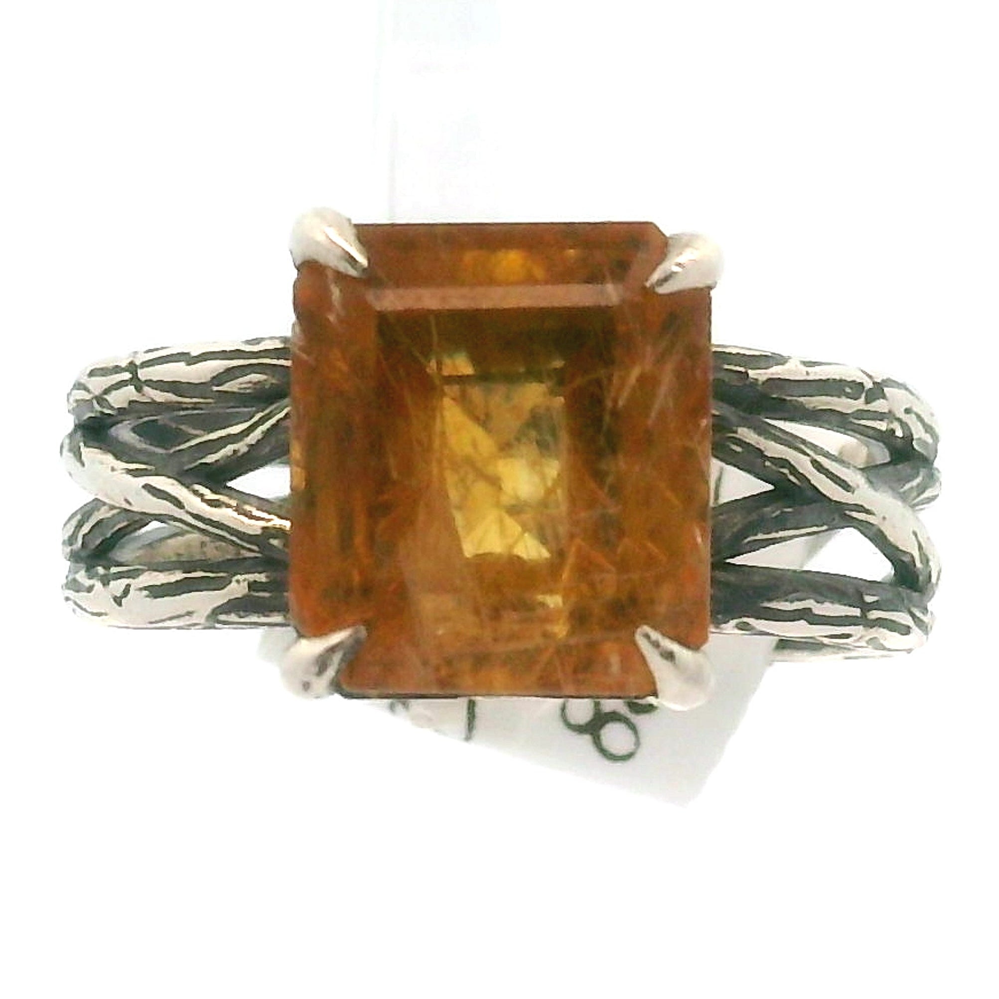 Danburite Faceted Bad Witch Cuff Ring .925 Silver for Connection with Higher Realms, Peace and Self Acceptance