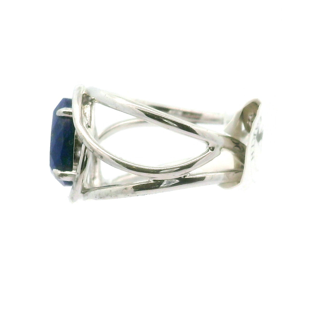 Lapis Lazuli Faceted Cuff Ring .925 Silver for Power & Confidence