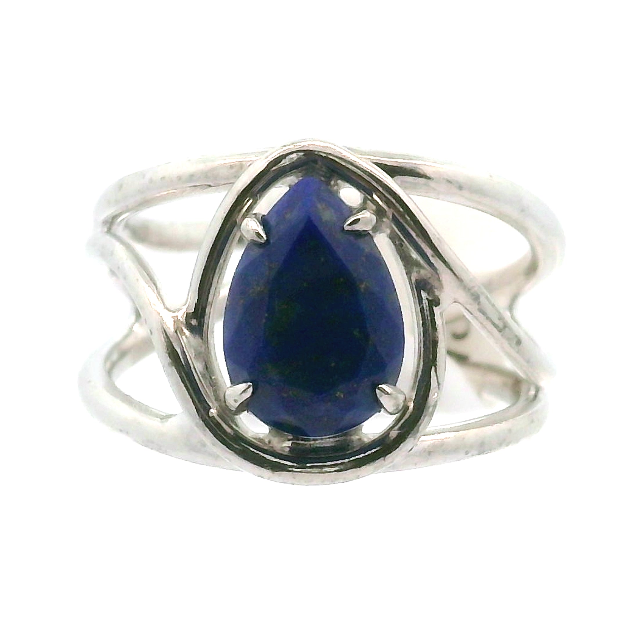 Lapis Lazuli Faceted Cuff Ring .925 Silver for Power & Confidence
