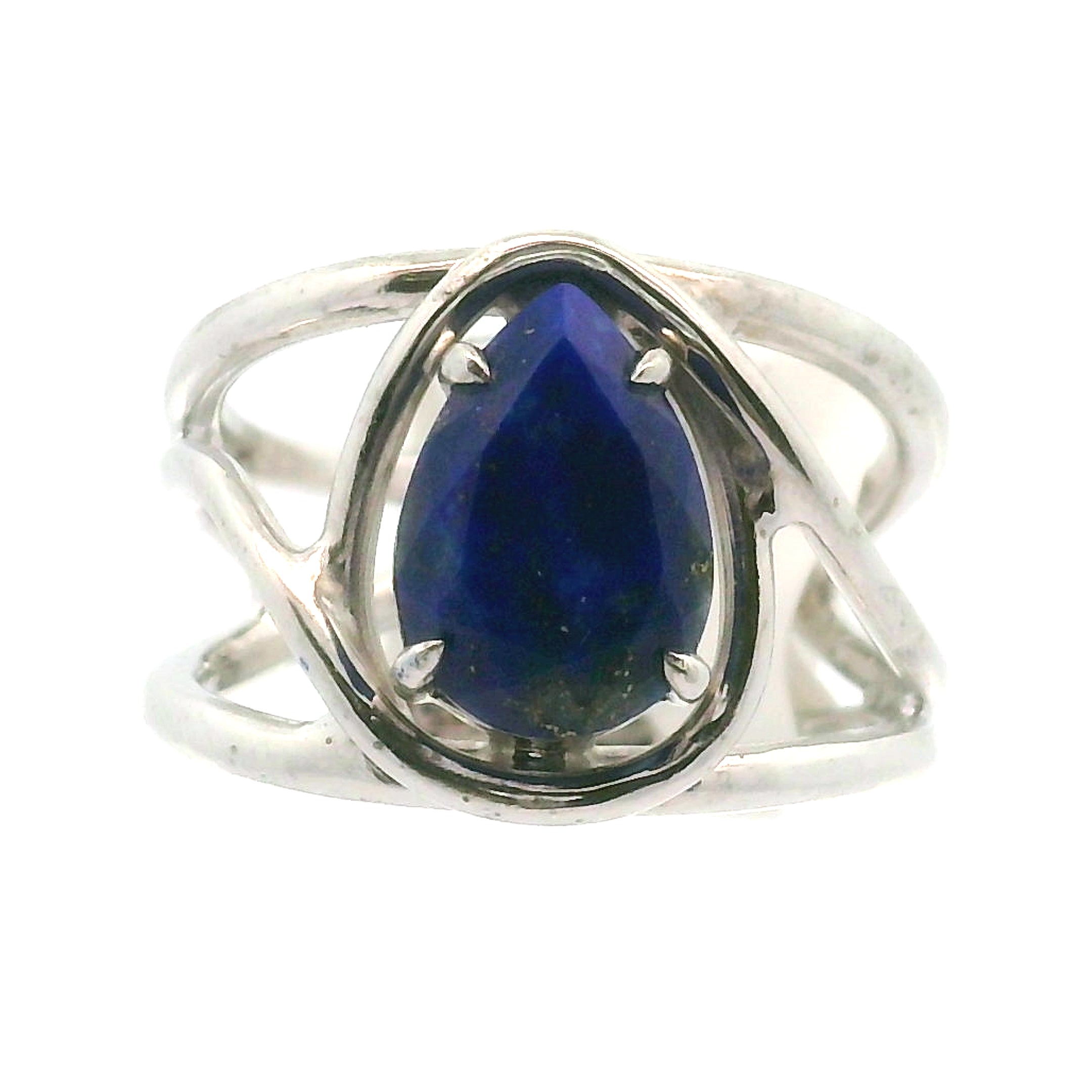 Lapis Lazuli Faceted Cuff Ring .925 Silver for Power & Confidence