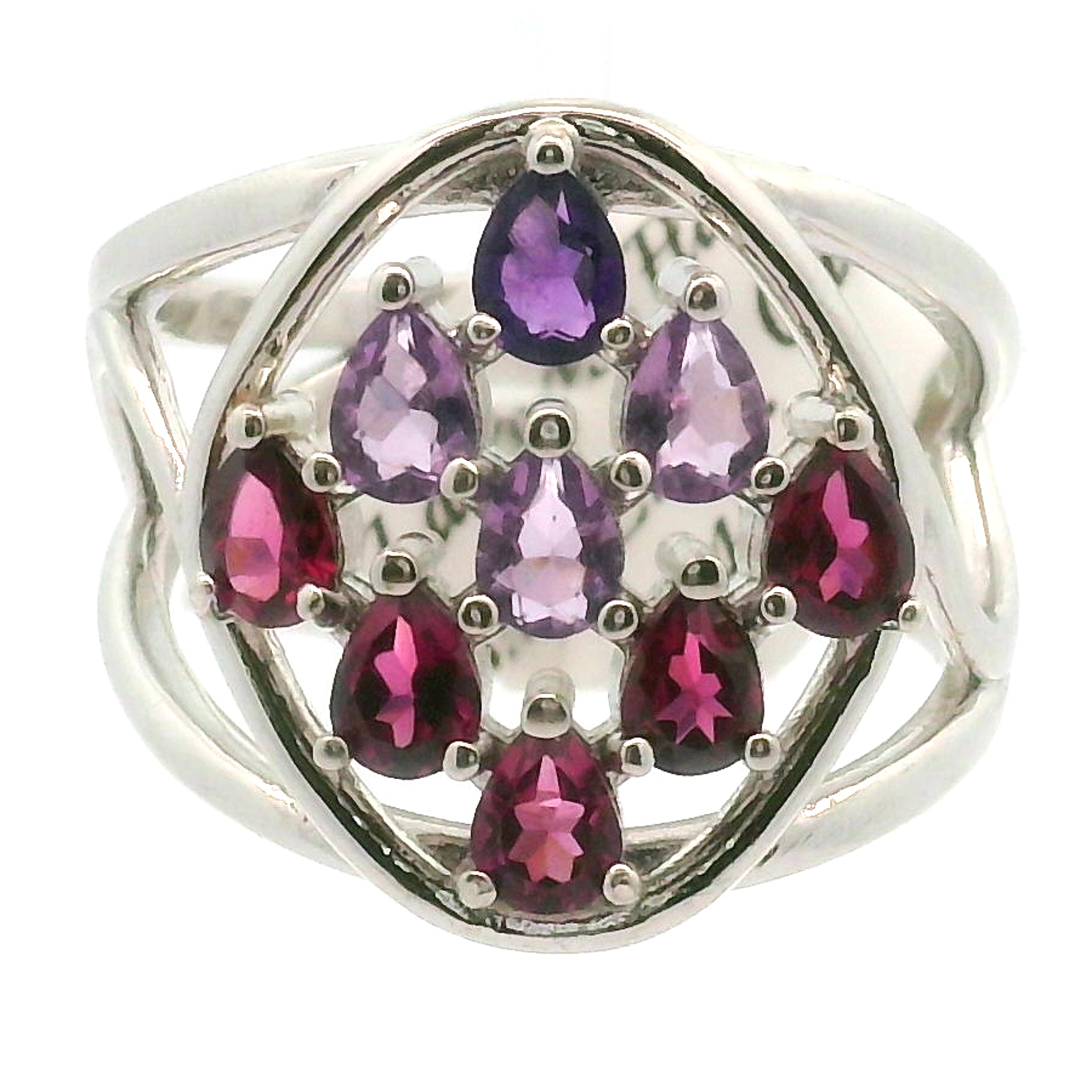9 Stone Crystal Chandelier Cuff Ring .925 Silver for Healing, Intention Setting and Manifesting your Desires