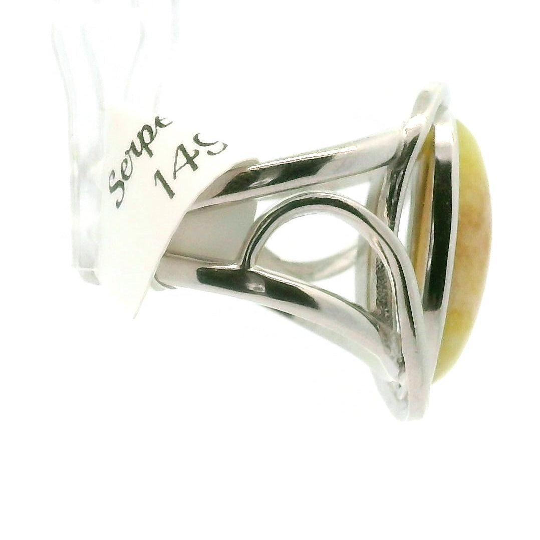 Serpentine Cuff Ring .925 Silver for Clearing Emotional Blockages and Spiritual Exploration