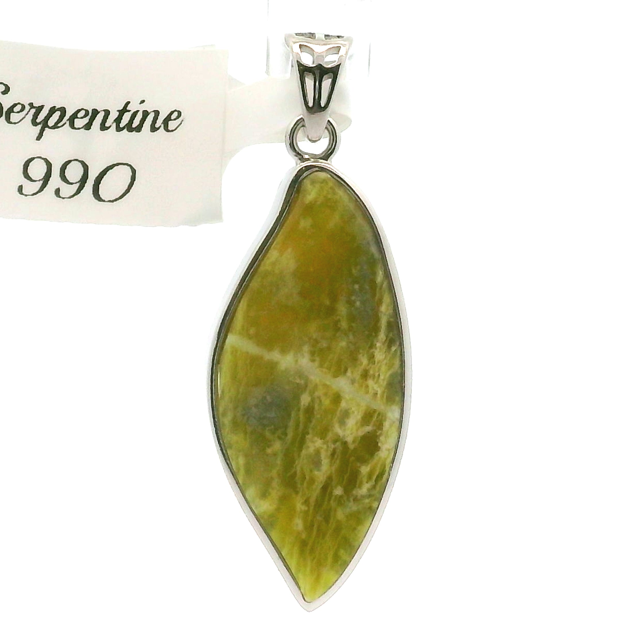 Serpentine Pendant .925 Silver for Clearing Emotional Blockages and Spiritual Exploration