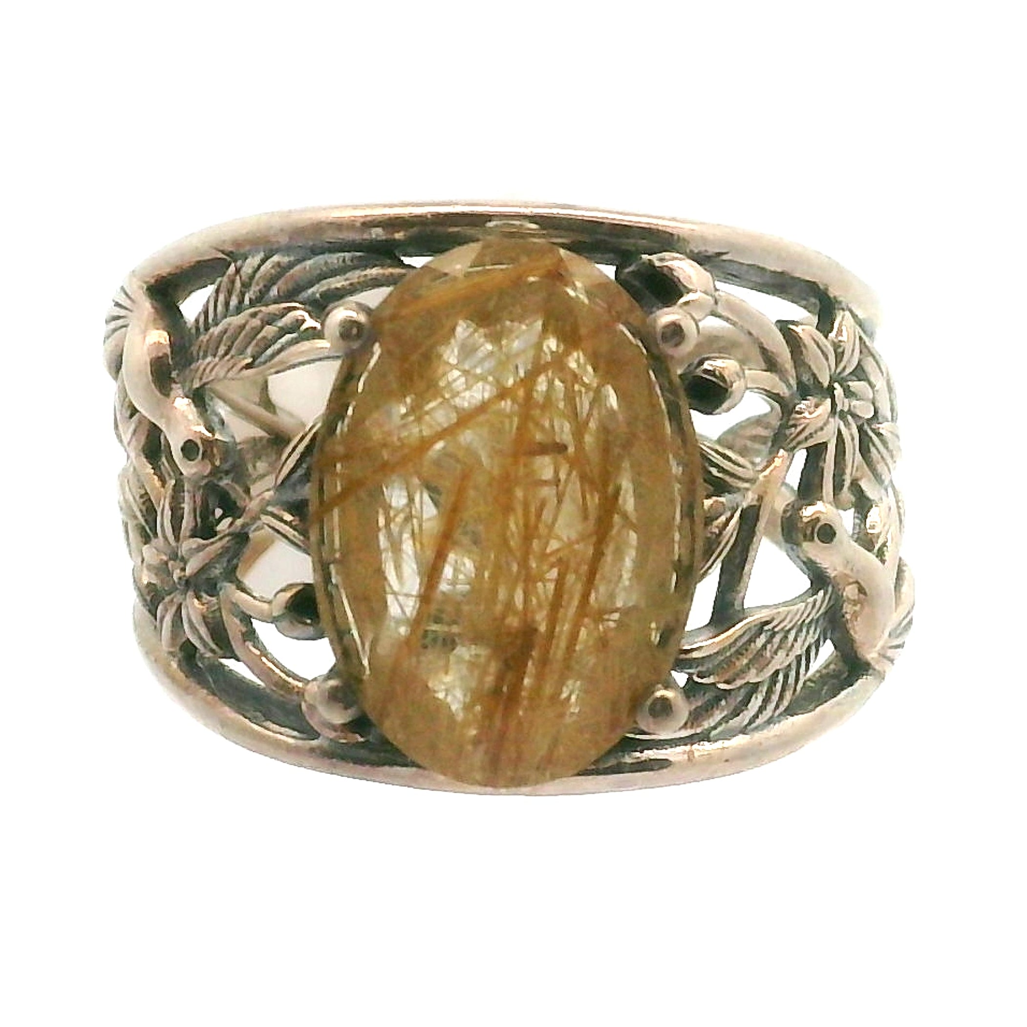 Hummingbird Cuff Ring .925 Silver for Abundance, Good Luck and Positivity