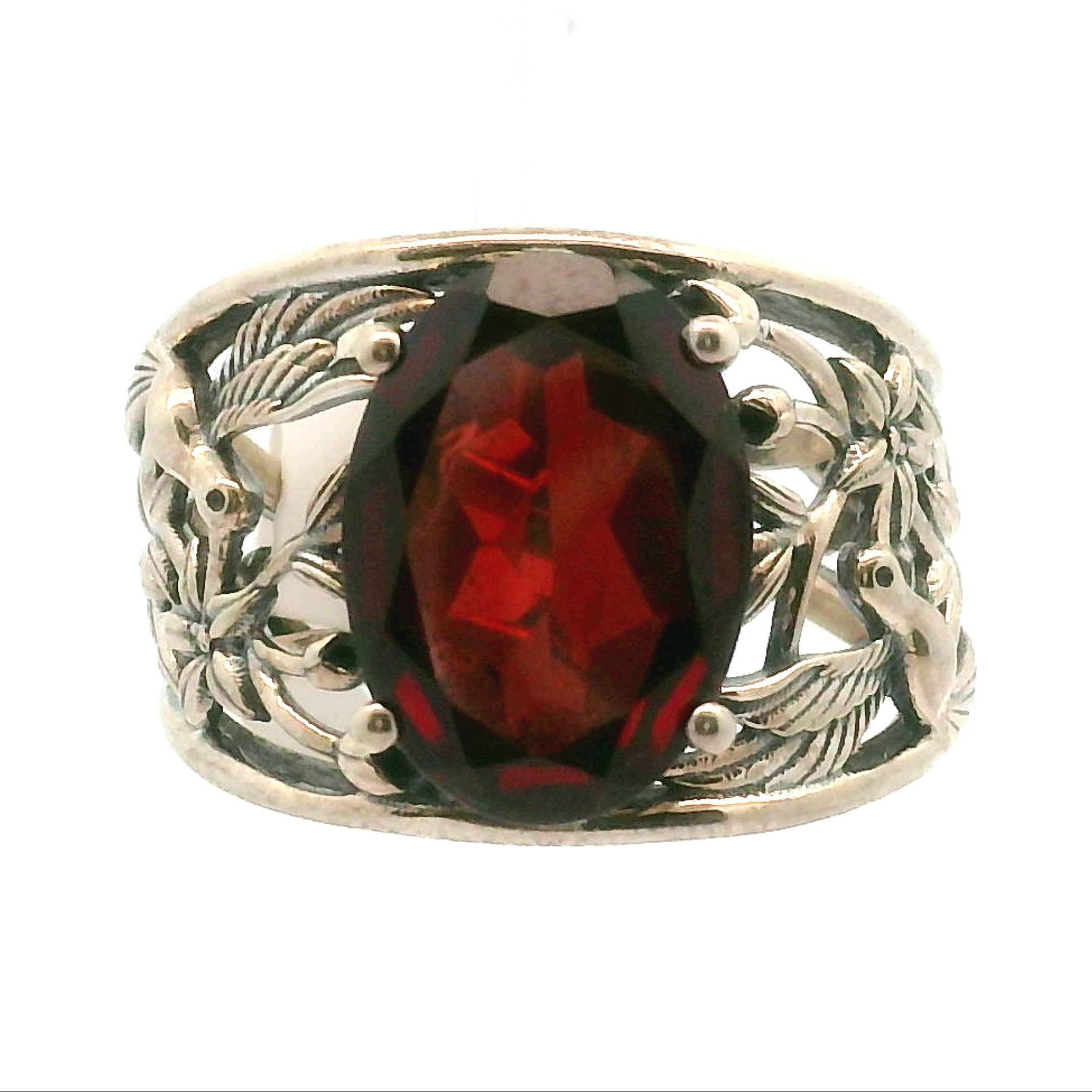 Hummingbird Cuff Ring .925 Silver for Abundance, Good Luck and Positivity
