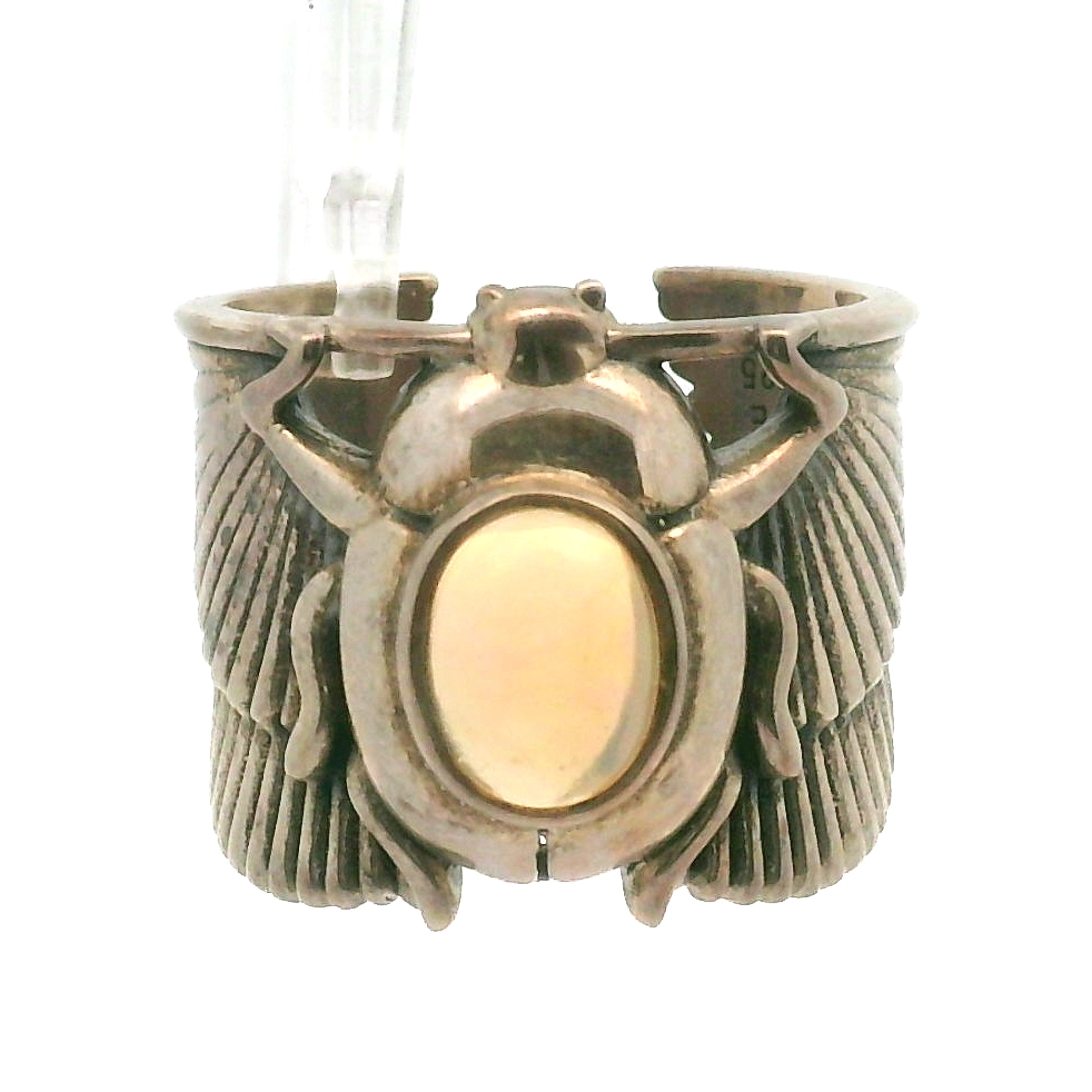 Scarab Adjustable Cuff Ring .925 Silver for Amplifying Intentions & Accelerating Manifestations