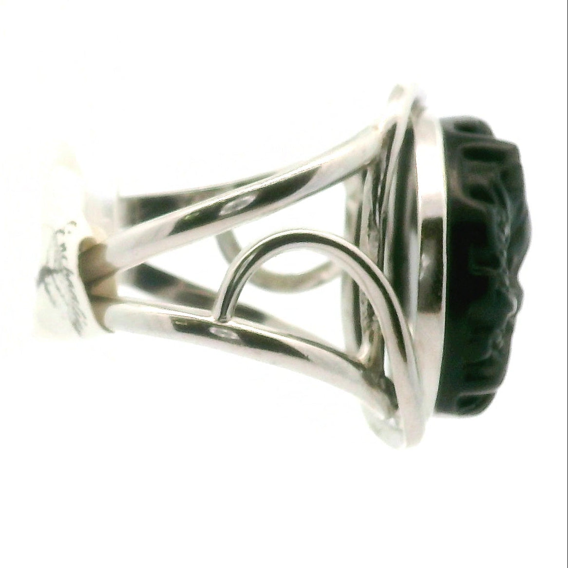 Dragon Rainbow Obsidian Cuff Ring .925 Silver for Hope, Peace and Shadow Work