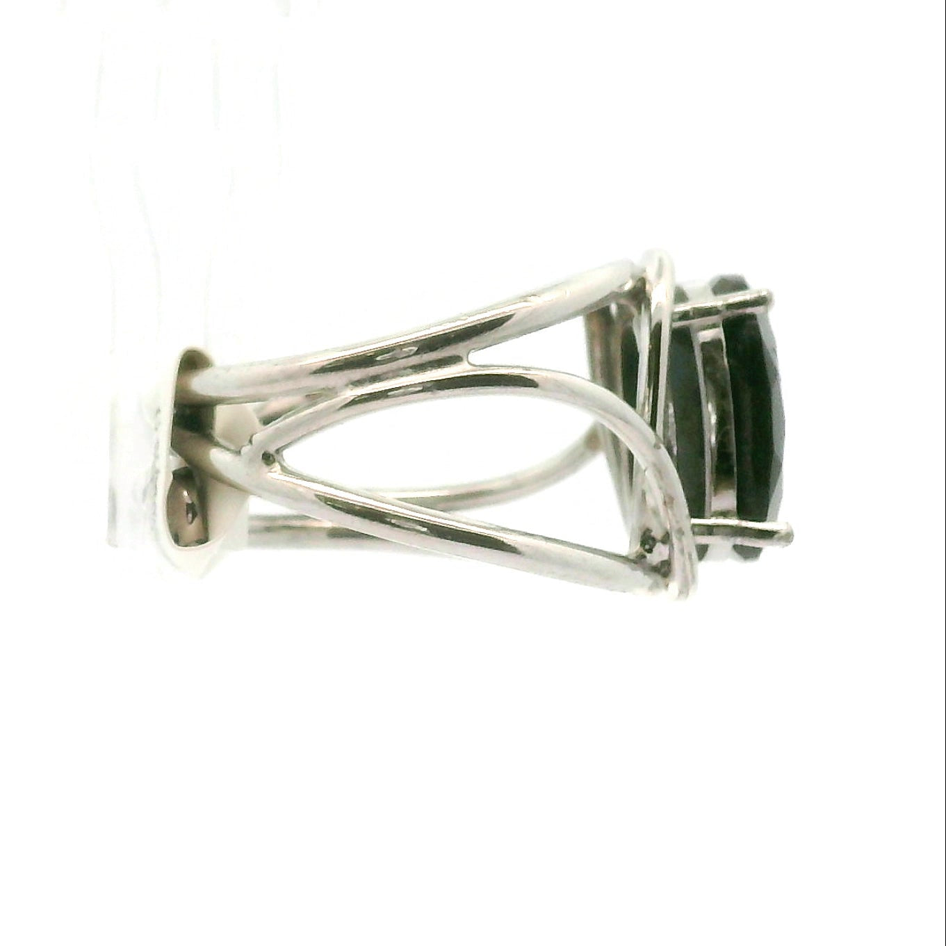 Faceted Obsidian Cuff Ring .925 Silver for Shadow Work and Grounding