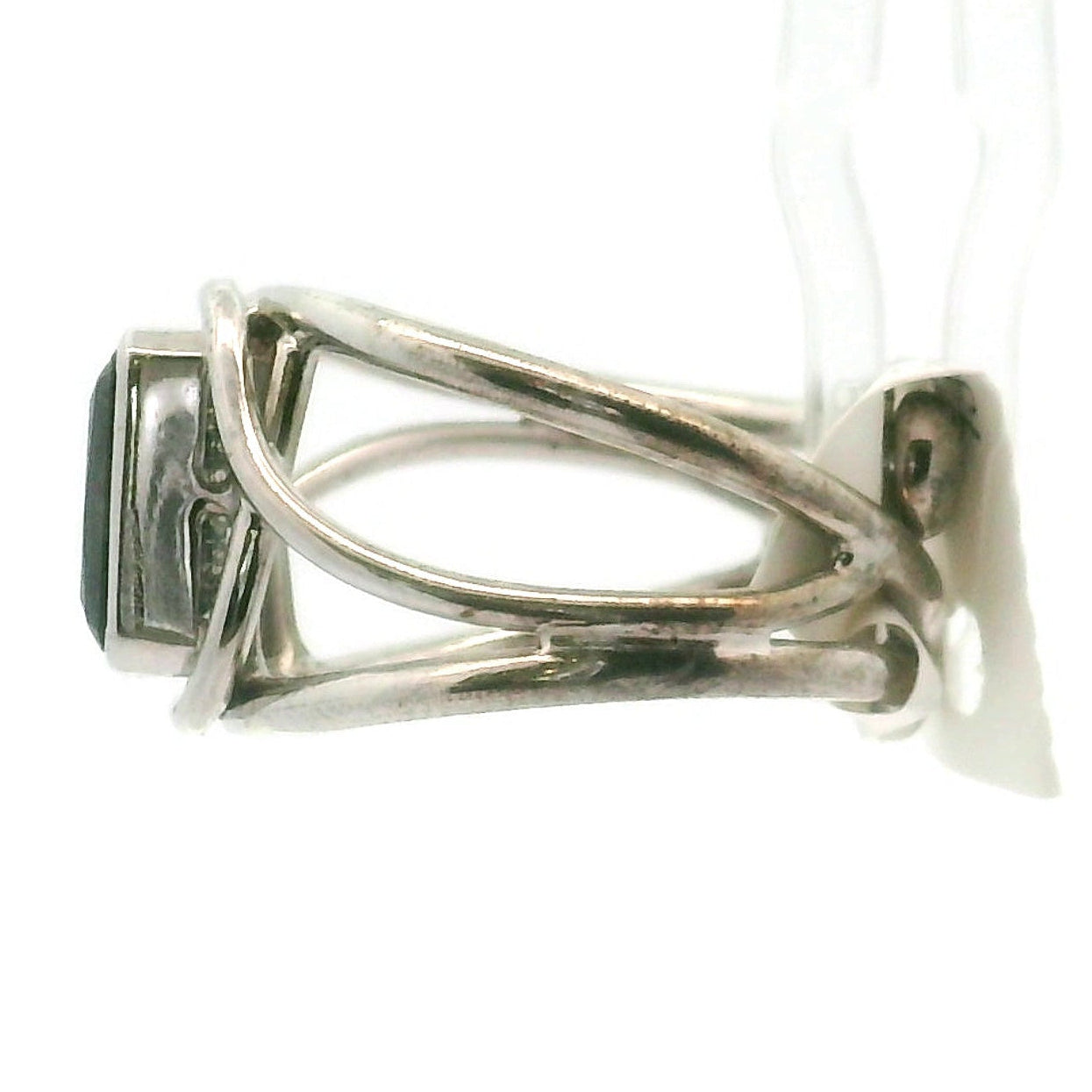 Black Rutilated Quartz Cuff Ring.925 Silver for Amplification and Protection