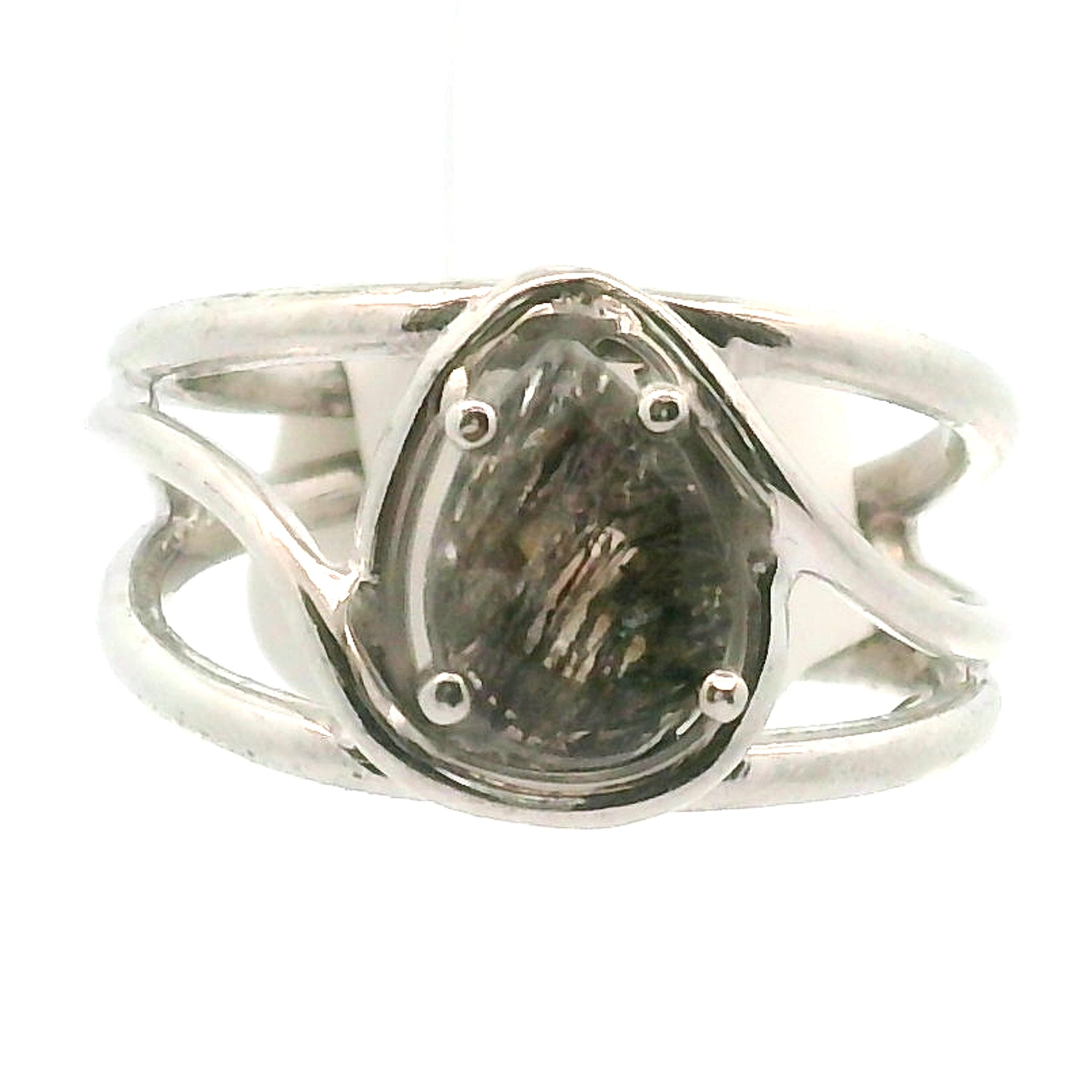 Black Rutilated Quartz Cuff Ring.925 Silver for Amplification and Protection