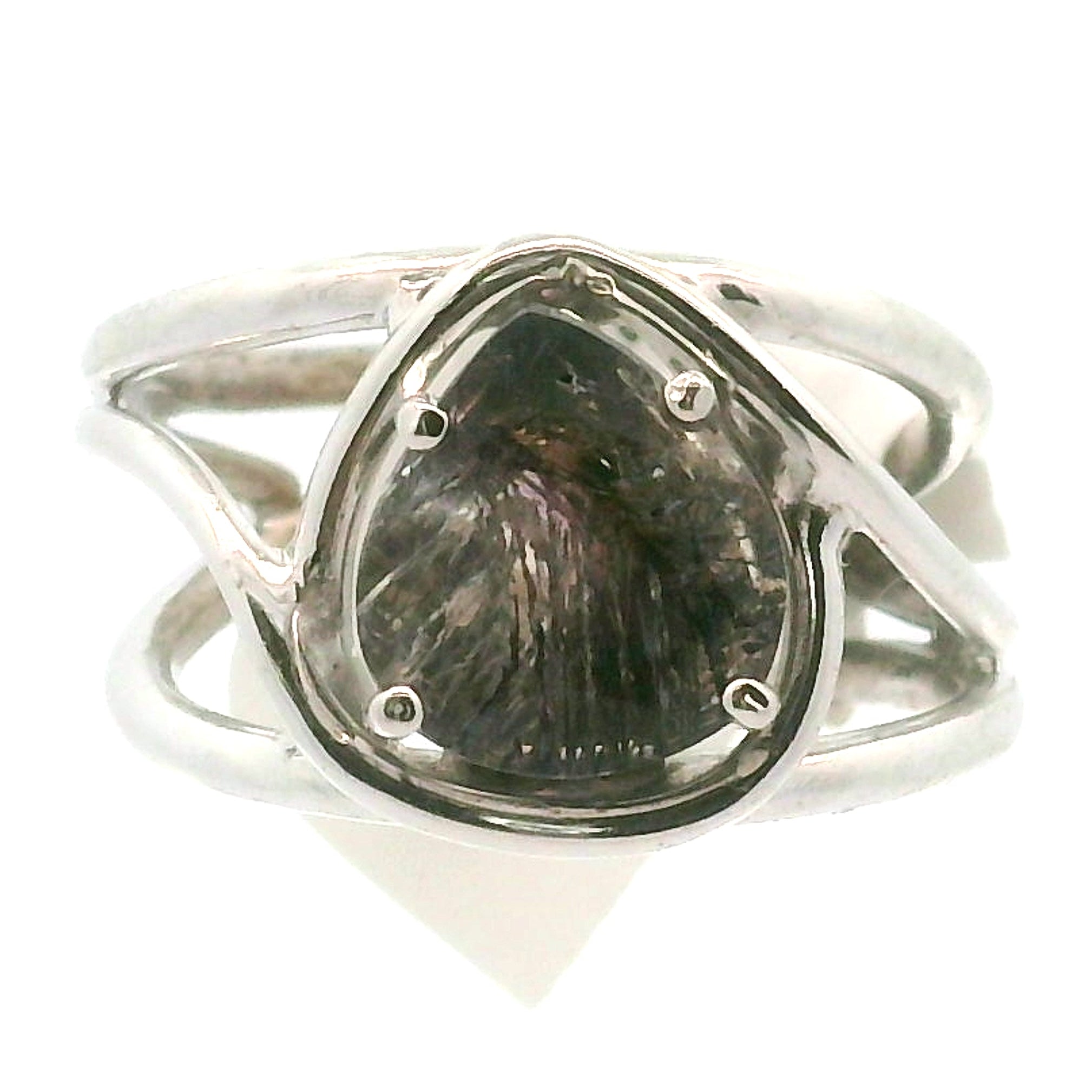 Black Rutilated Quartz Cuff Ring.925 Silver for Amplification and Protection