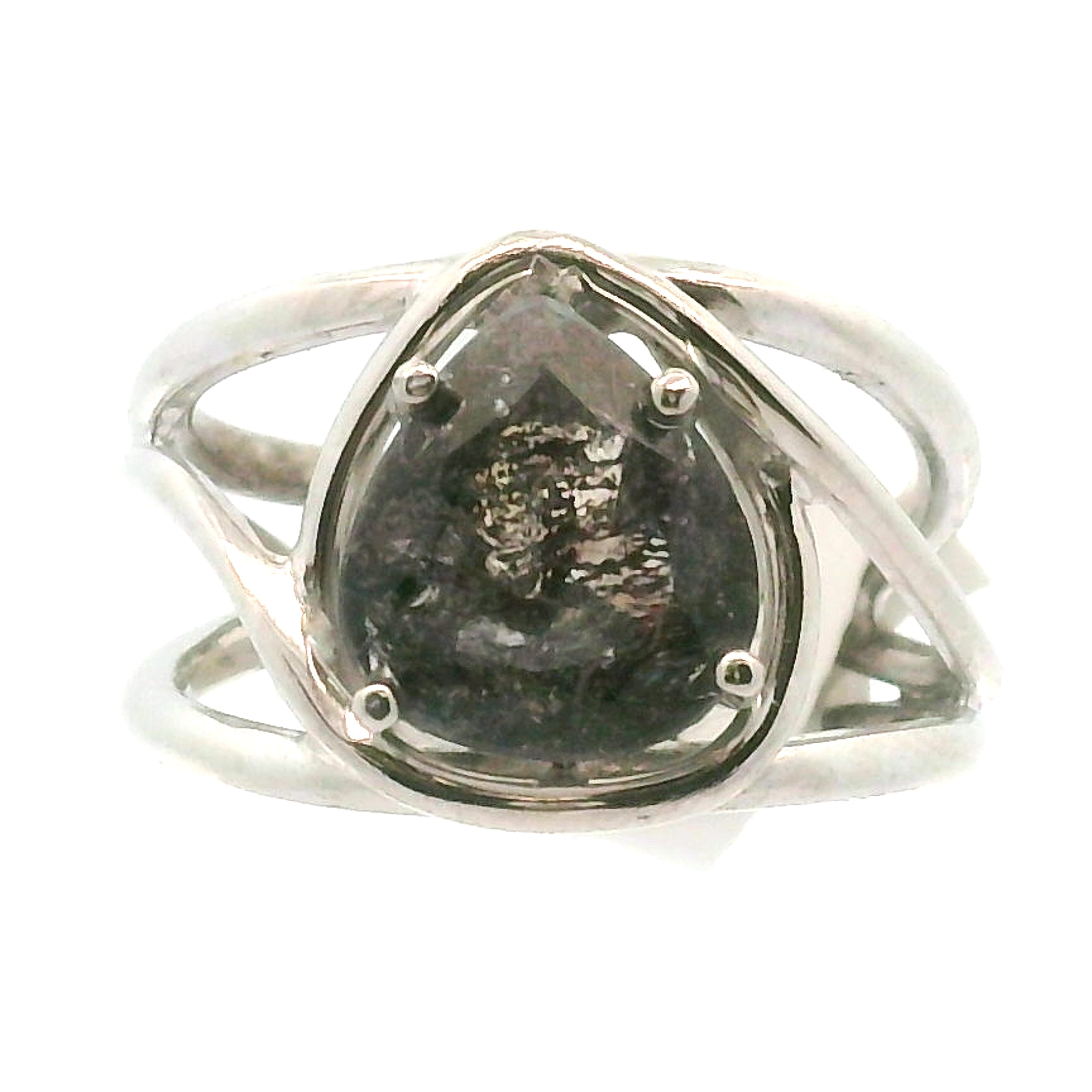 Black Rutilated Quartz Cuff Ring.925 Silver for Amplification and Protection