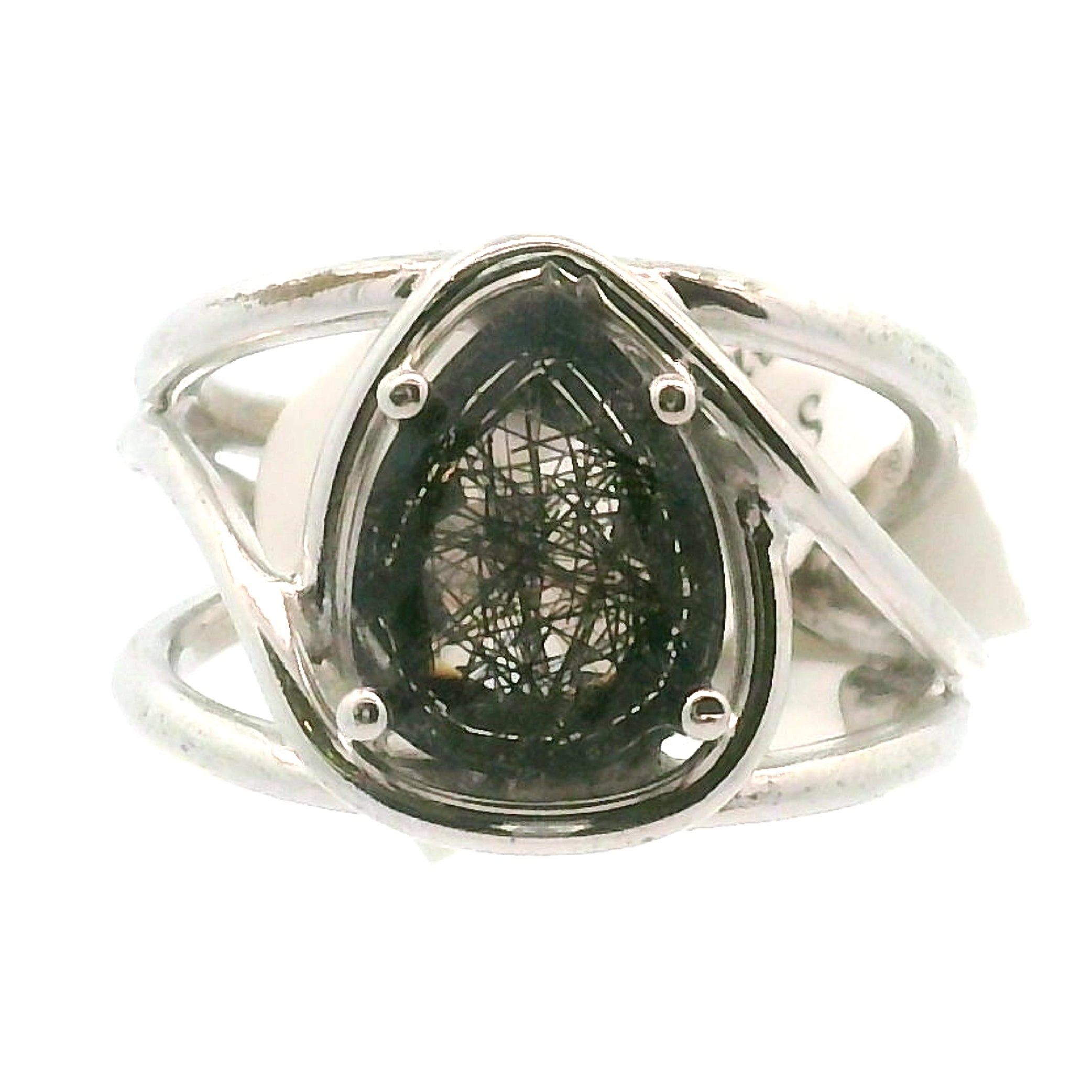 Black Rutilated Quartz Cuff Ring.925 Silver for Amplification and Protection