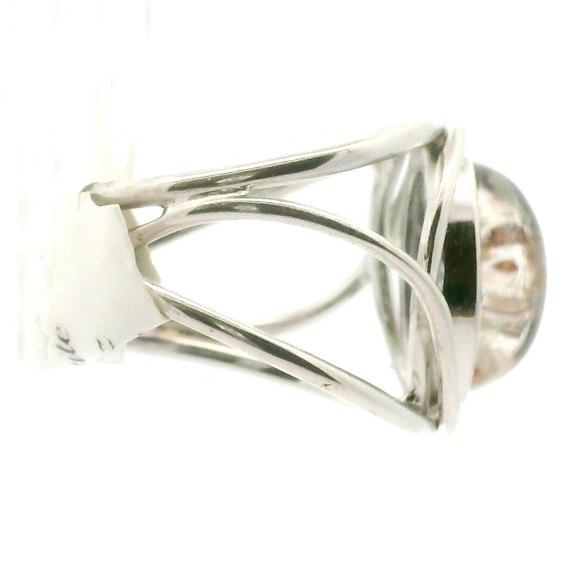 Hematite in Quartz Cuff Ring .925 Sterling Silver for Confidence, Vitality and Grounding