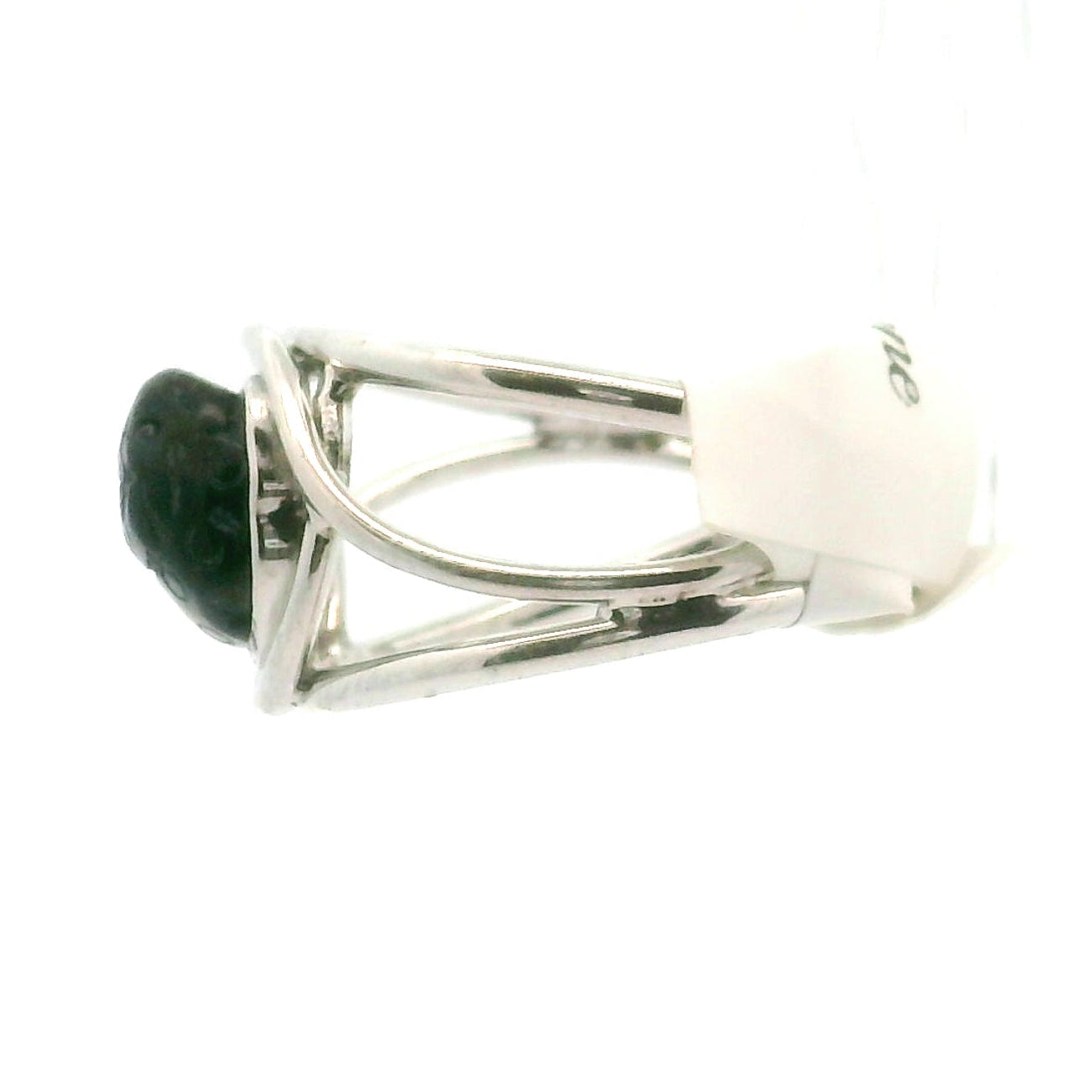 Hypersthene Mini Money Toad Cuff Ring .925 Silver for Calm, Magic and Improved Manifestation