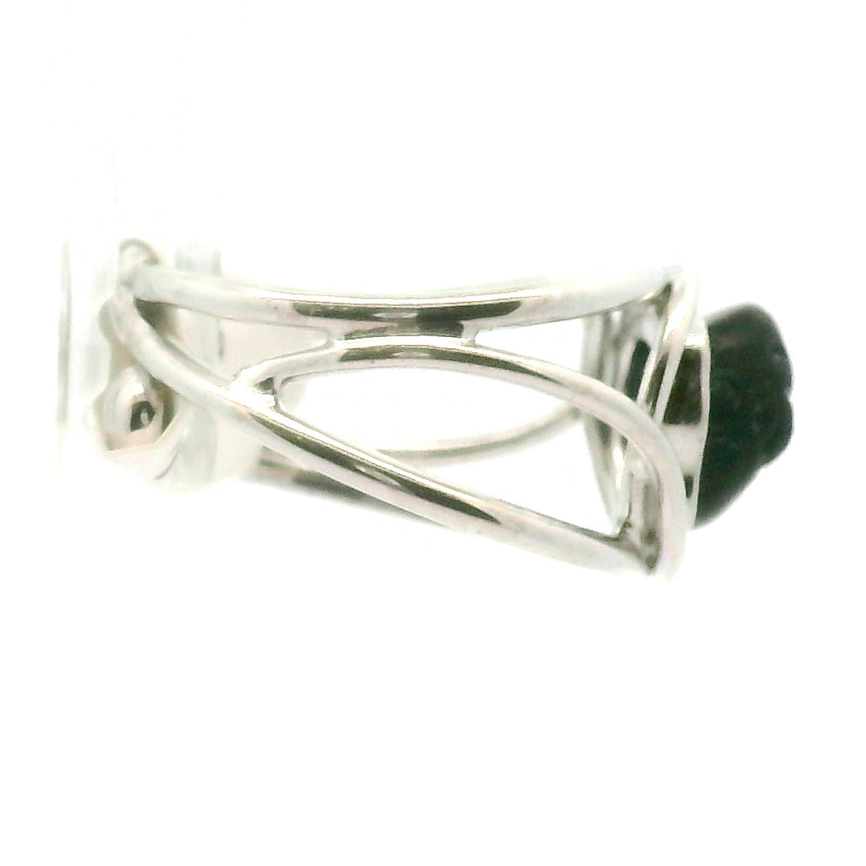 Hypersthene Mini Money Toad Cuff Ring .925 Silver for Calm, Magic and Improved Manifestation