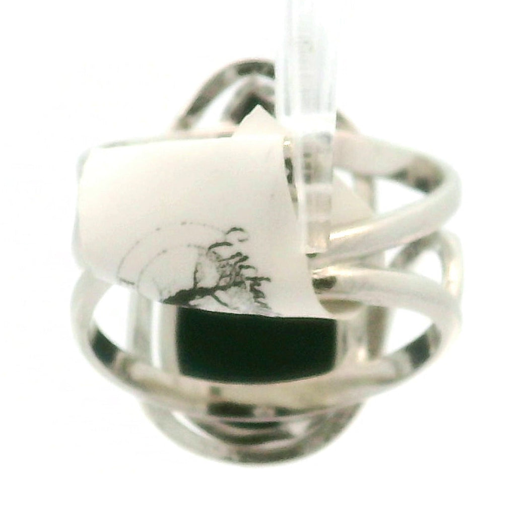 Black Onyx Cuff Ring 925 Silver for Strength, Willpower and Self-Mastery
