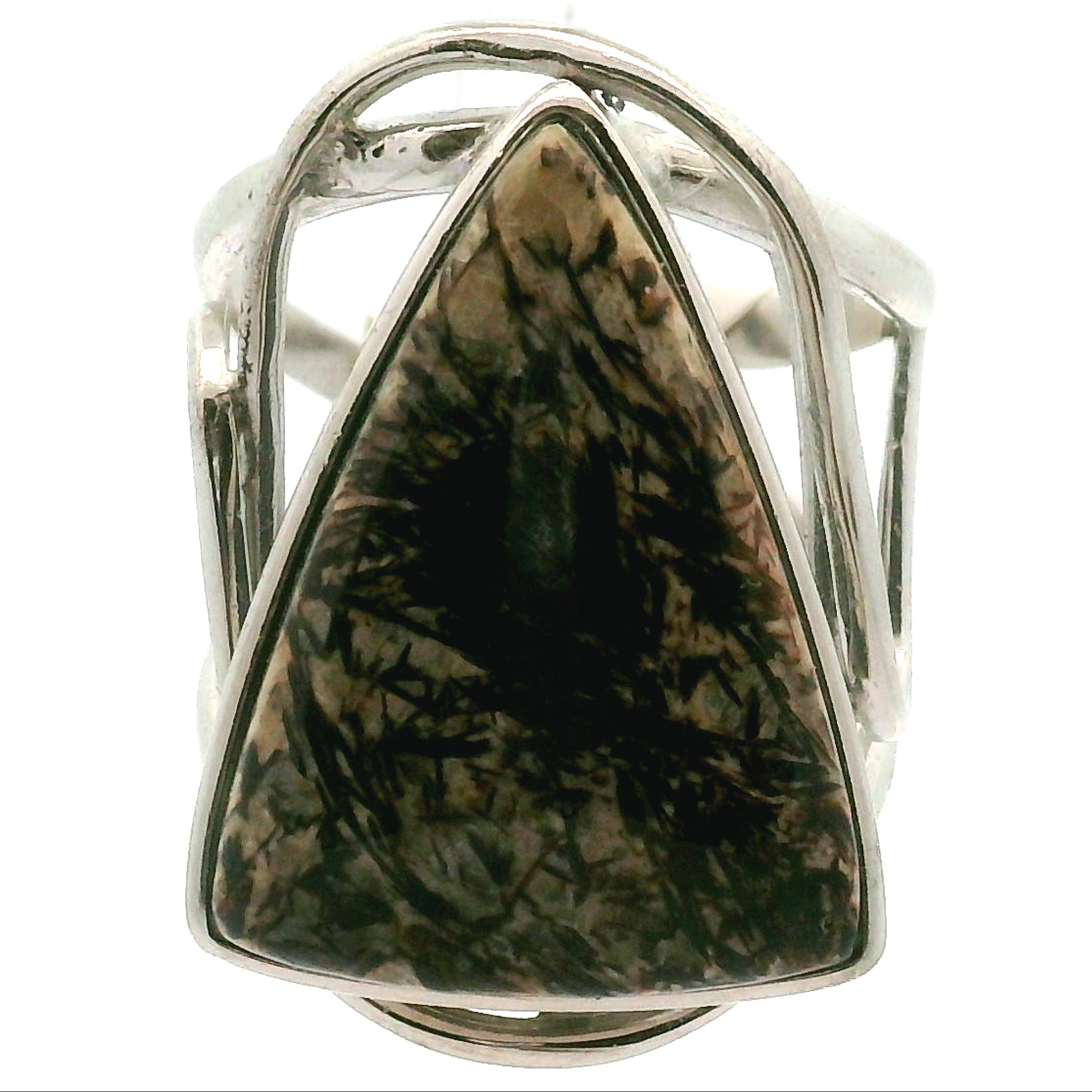 Astrophyllite Cuff Ring .925 Silver for Bravery, Light Energy and Self Acceptance
