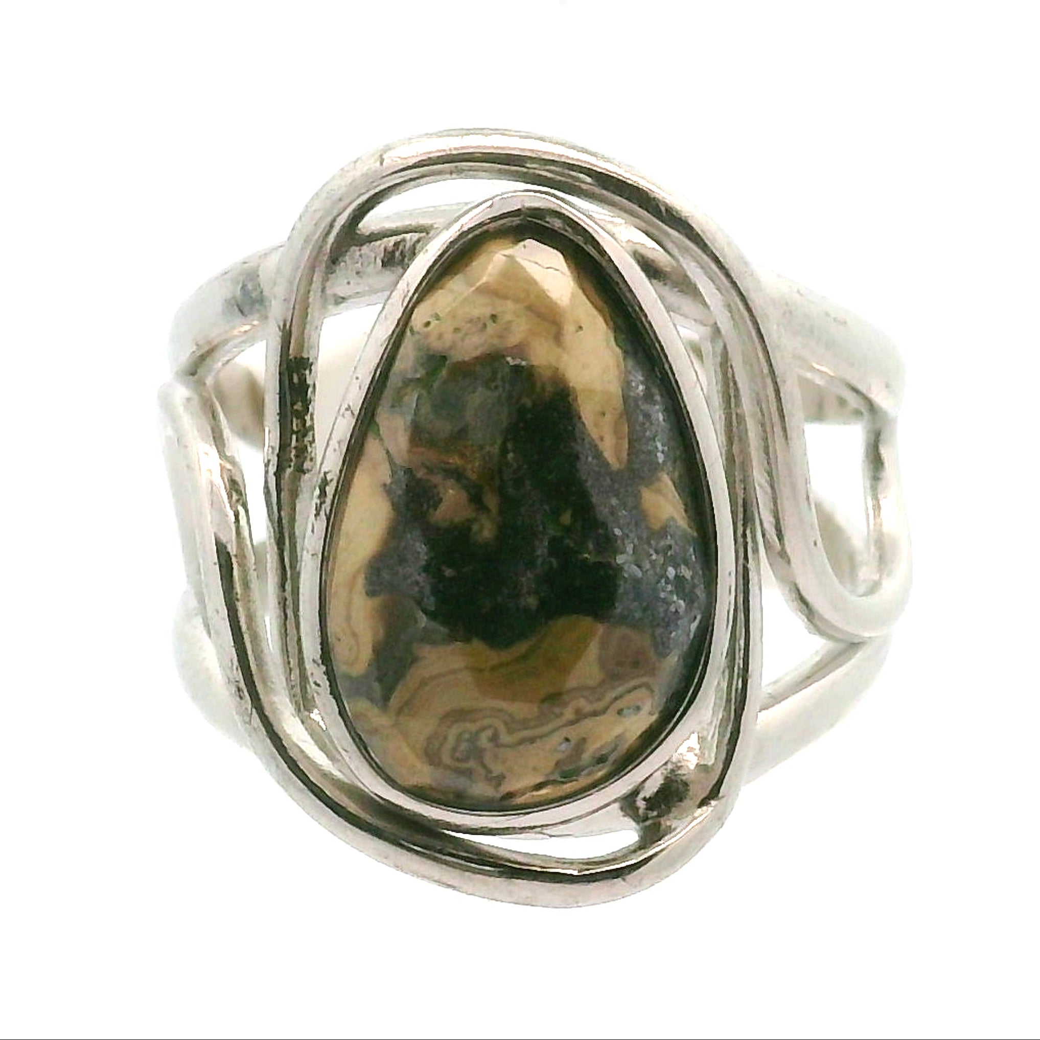 Schalenblende Cuff Ring .925 Silver for Transformation, Grounding and Protection