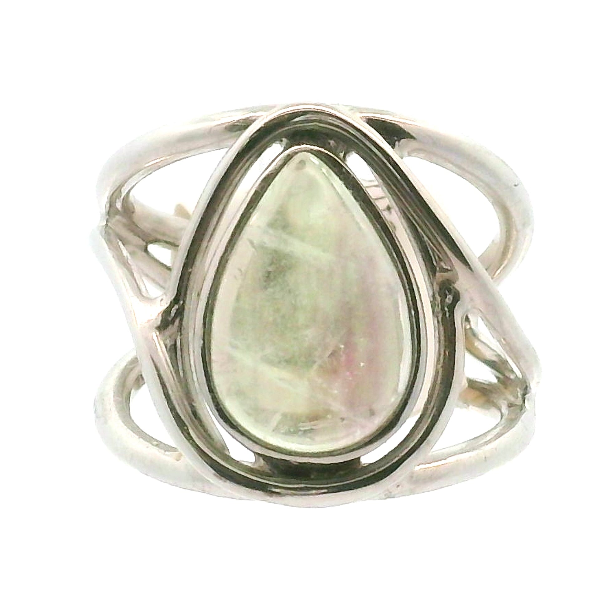 Fluorite Midi Cuff Ring .925 Silver for Clarity and Focus