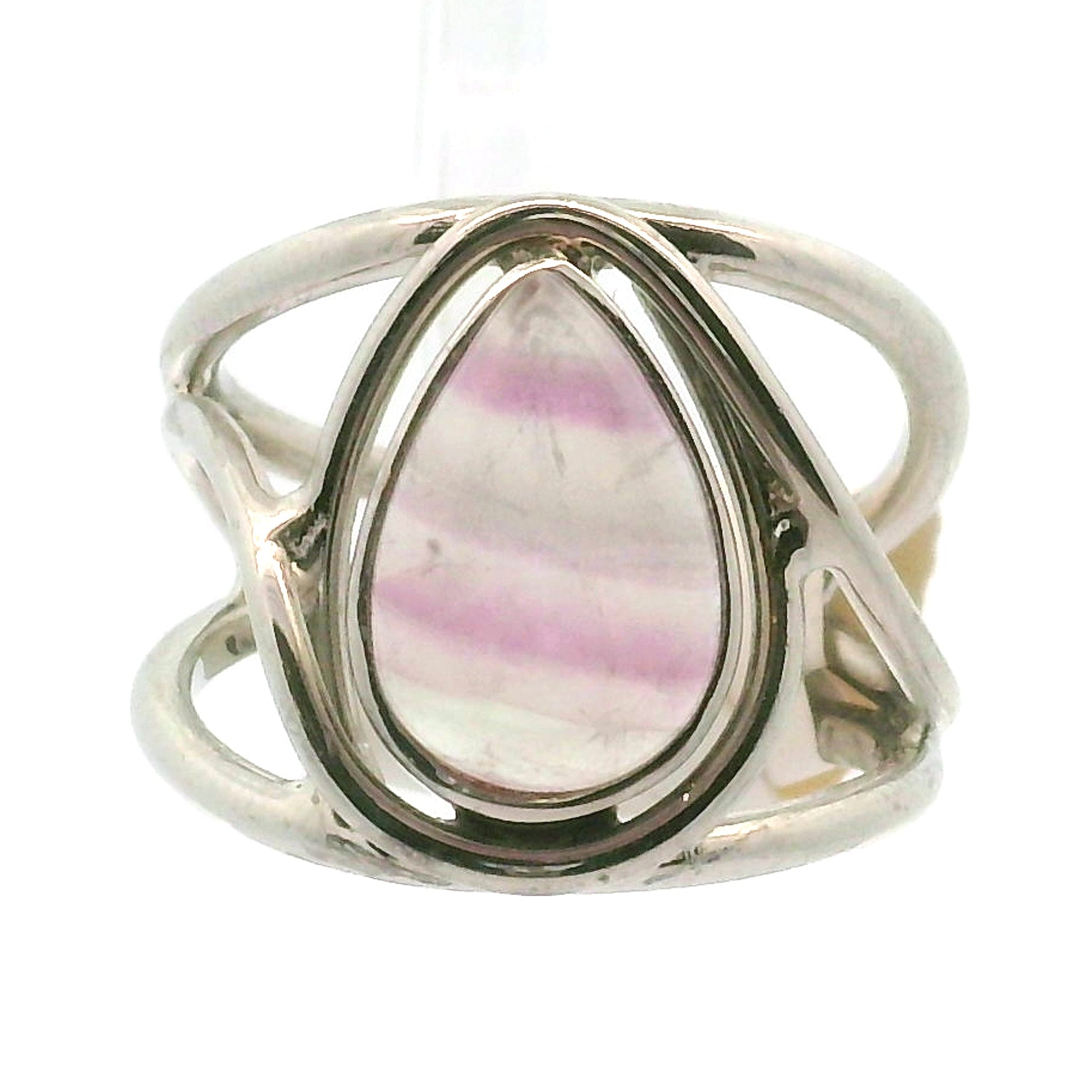 Fluorite Midi Cuff Ring .925 Silver for Clarity and Focus