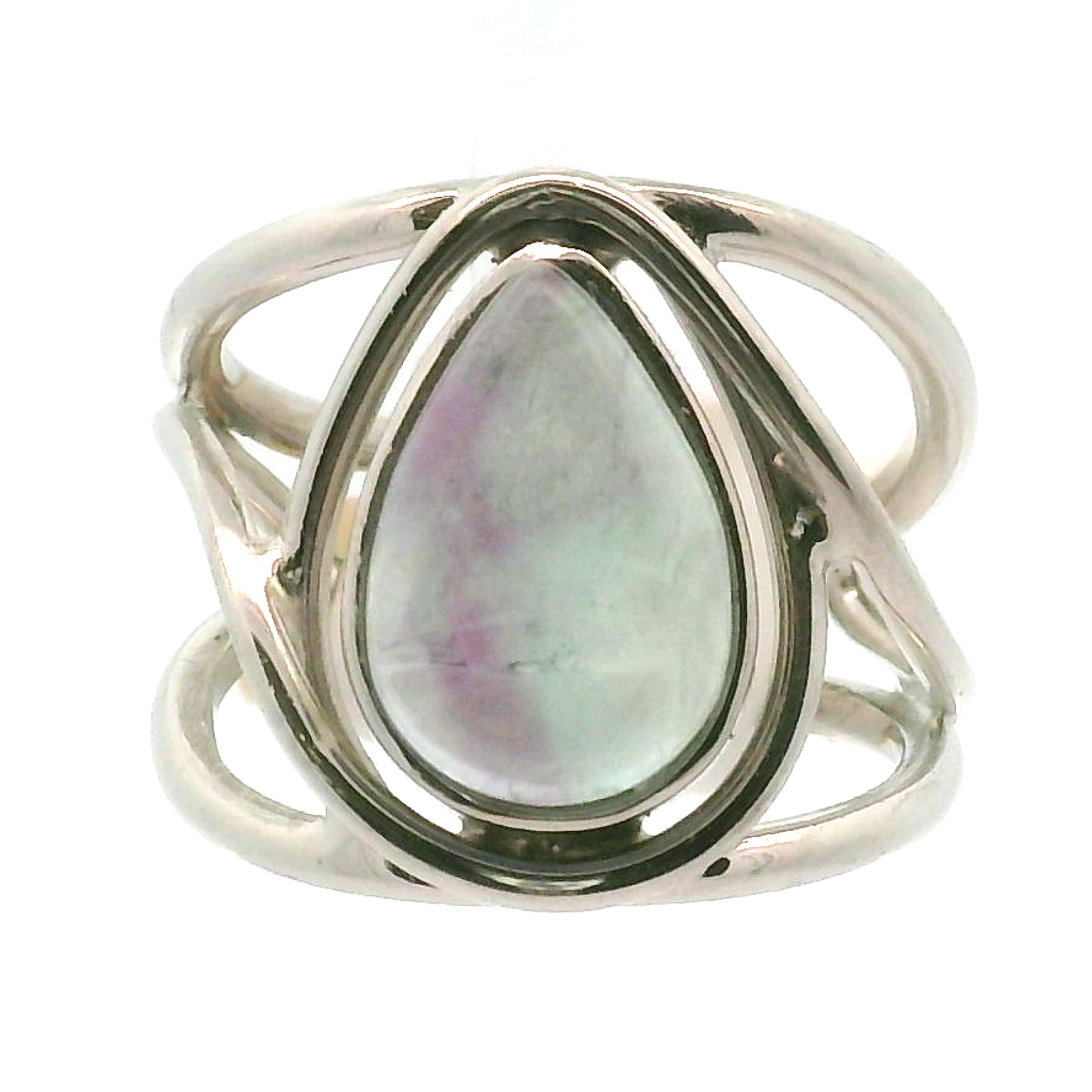 Fluorite Midi Cuff Ring .925 Silver for Clarity and Focus
