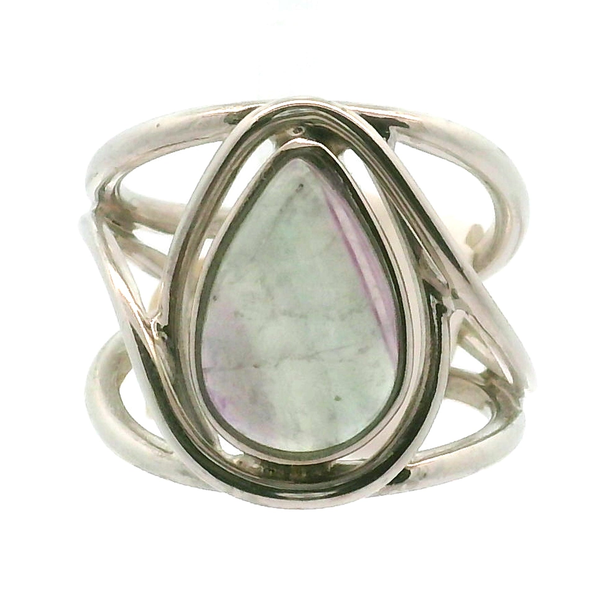 Fluorite Midi Cuff Ring .925 Silver for Clarity and Focus