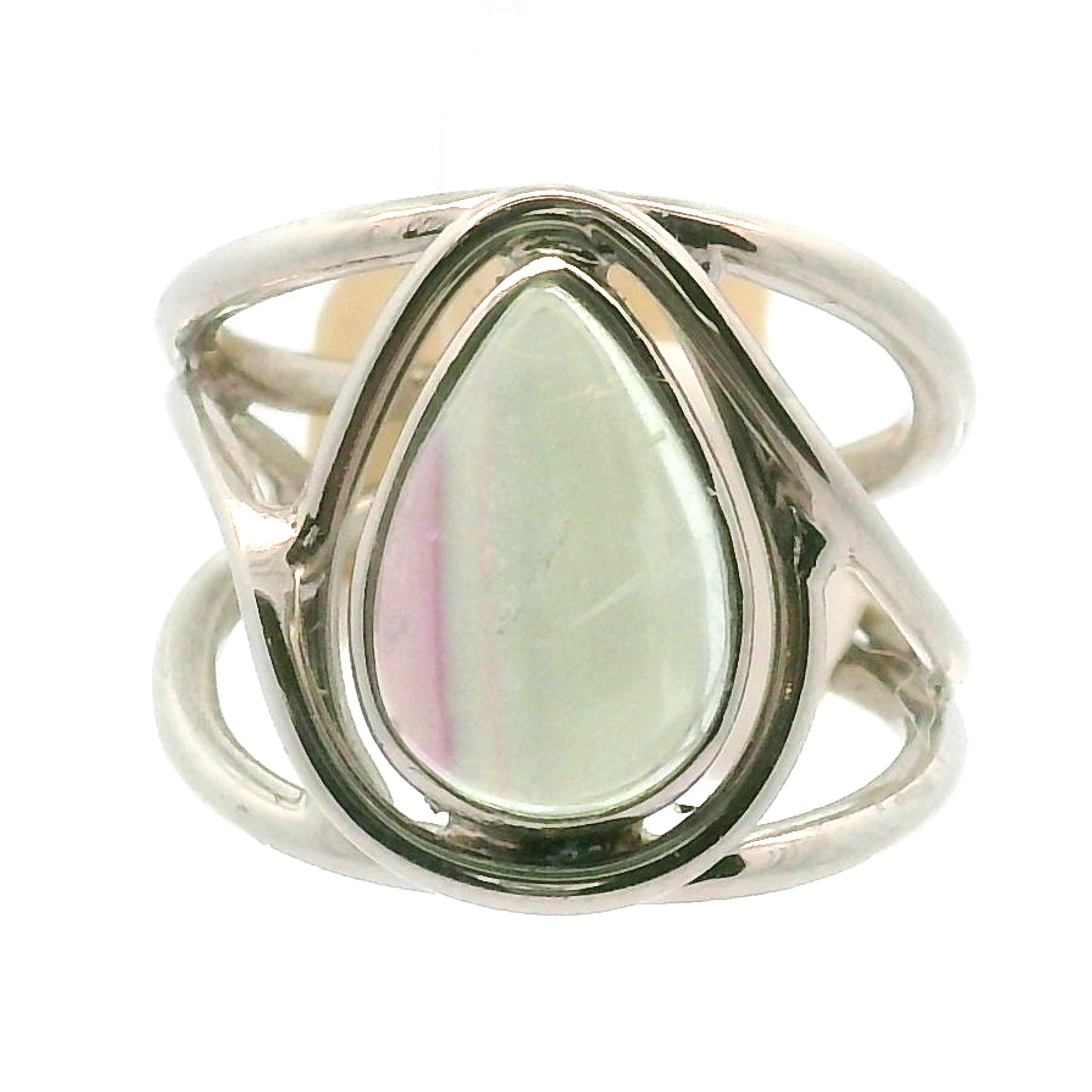 Fluorite Midi Cuff Ring .925 Silver for Clarity and Focus