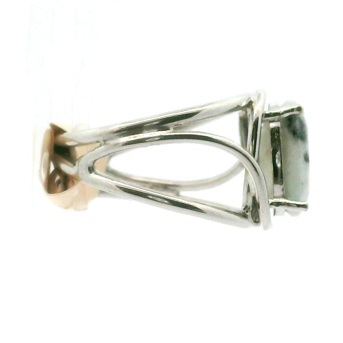 Kiwi Jasper Cuff Ring 925 Silver for Support during Stress or Addiction