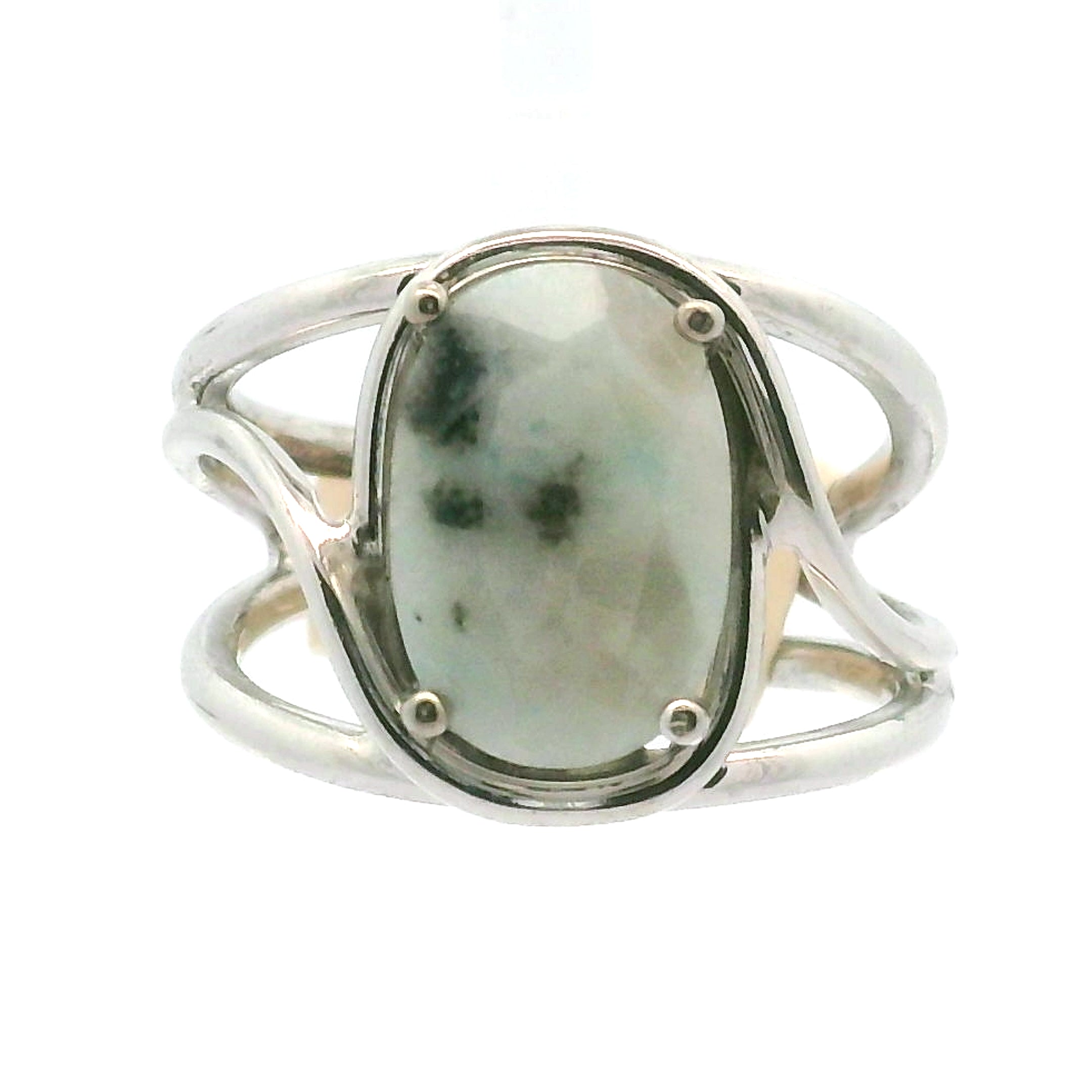 Kiwi Jasper Cuff Ring 925 Silver for Support during Stress or Addiction