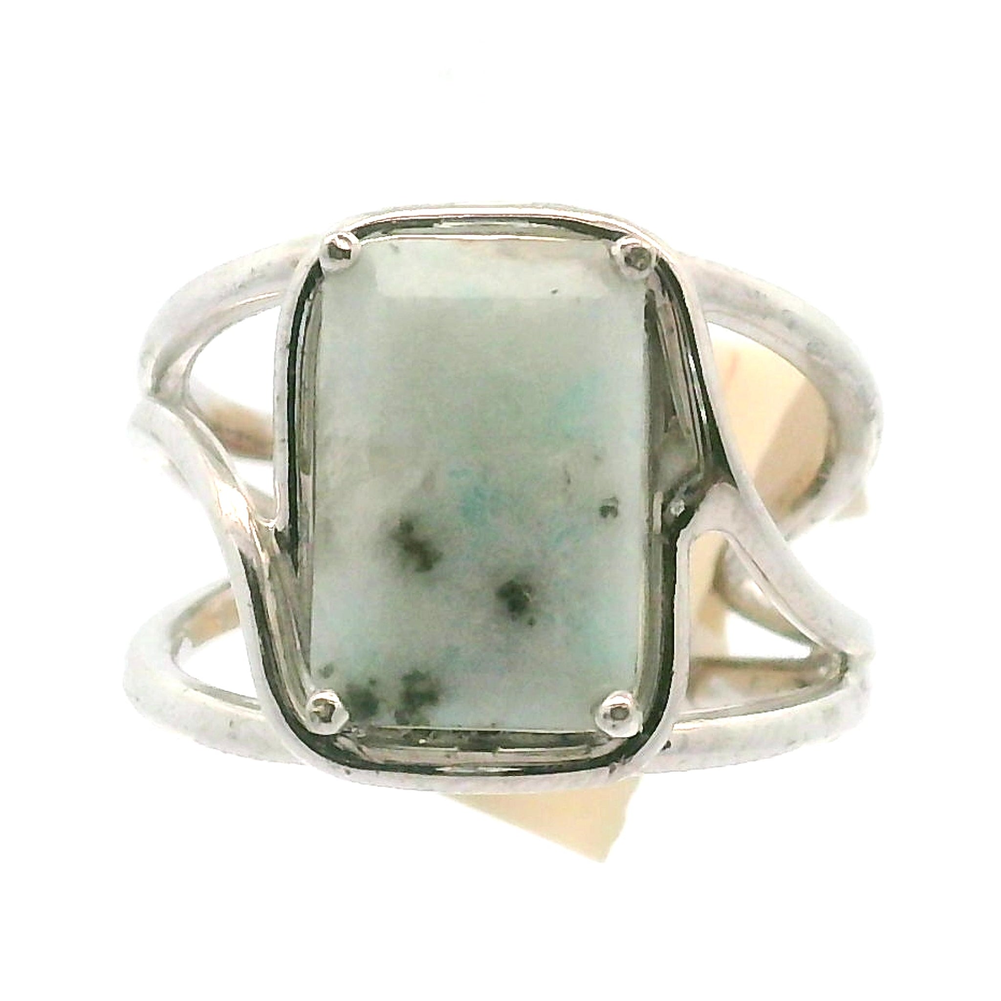 Kiwi Jasper Cuff Ring 925 Silver for Support during Stress or Addiction