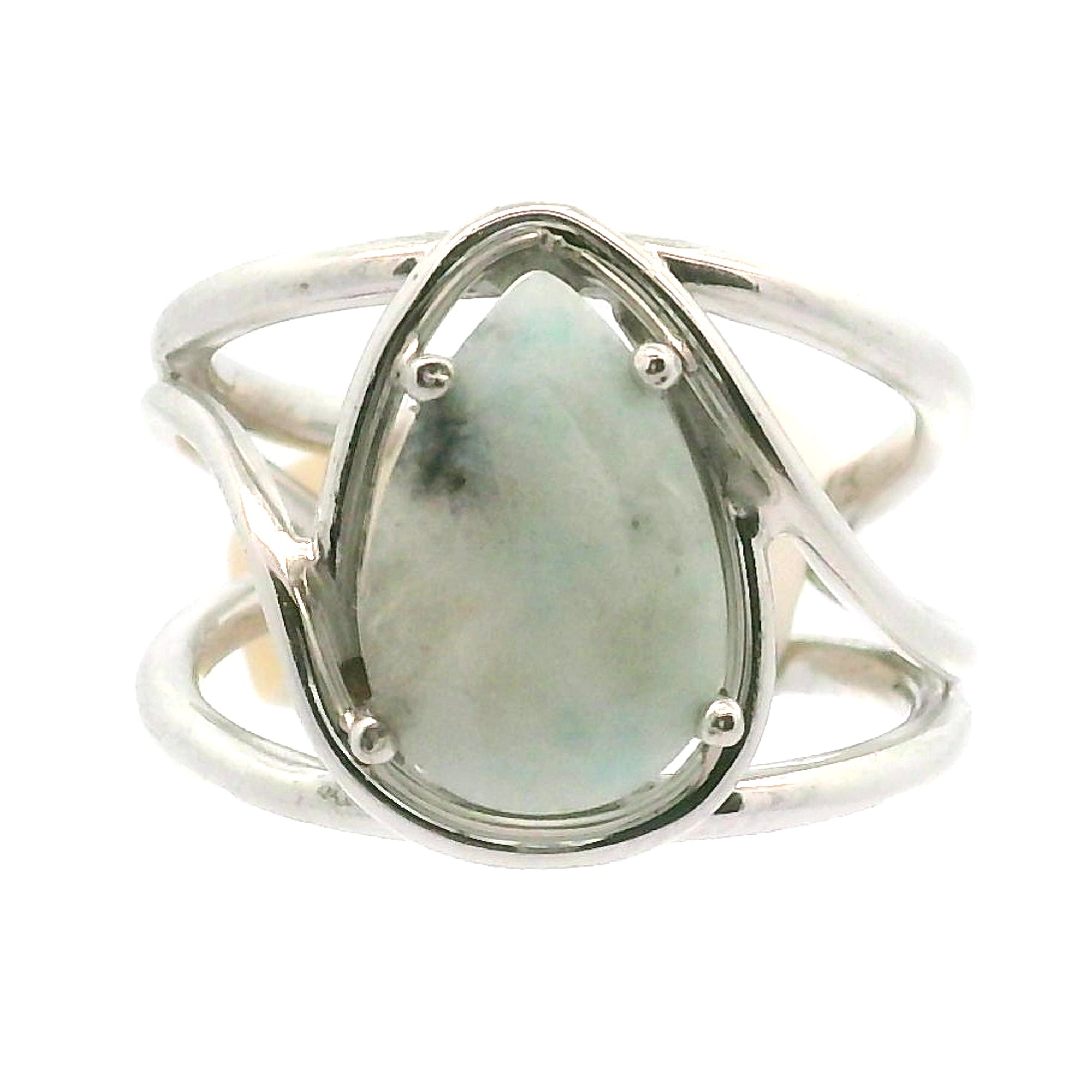 Kiwi Jasper Cuff Ring 925 Silver for Support during Stress or Addiction