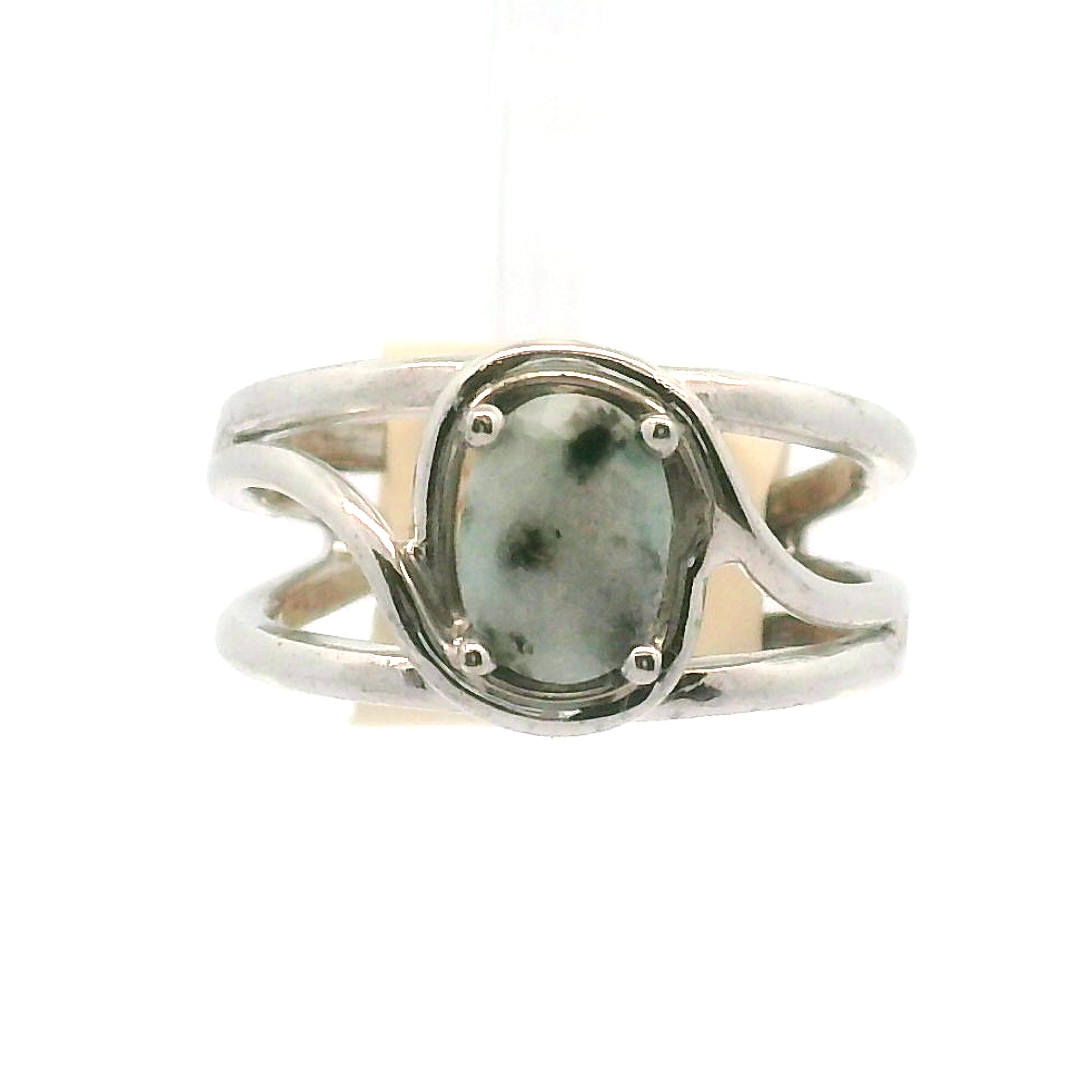 Kiwi Jasper Midi Cuff Ring 925 Silver for Support during Stress or Addiction