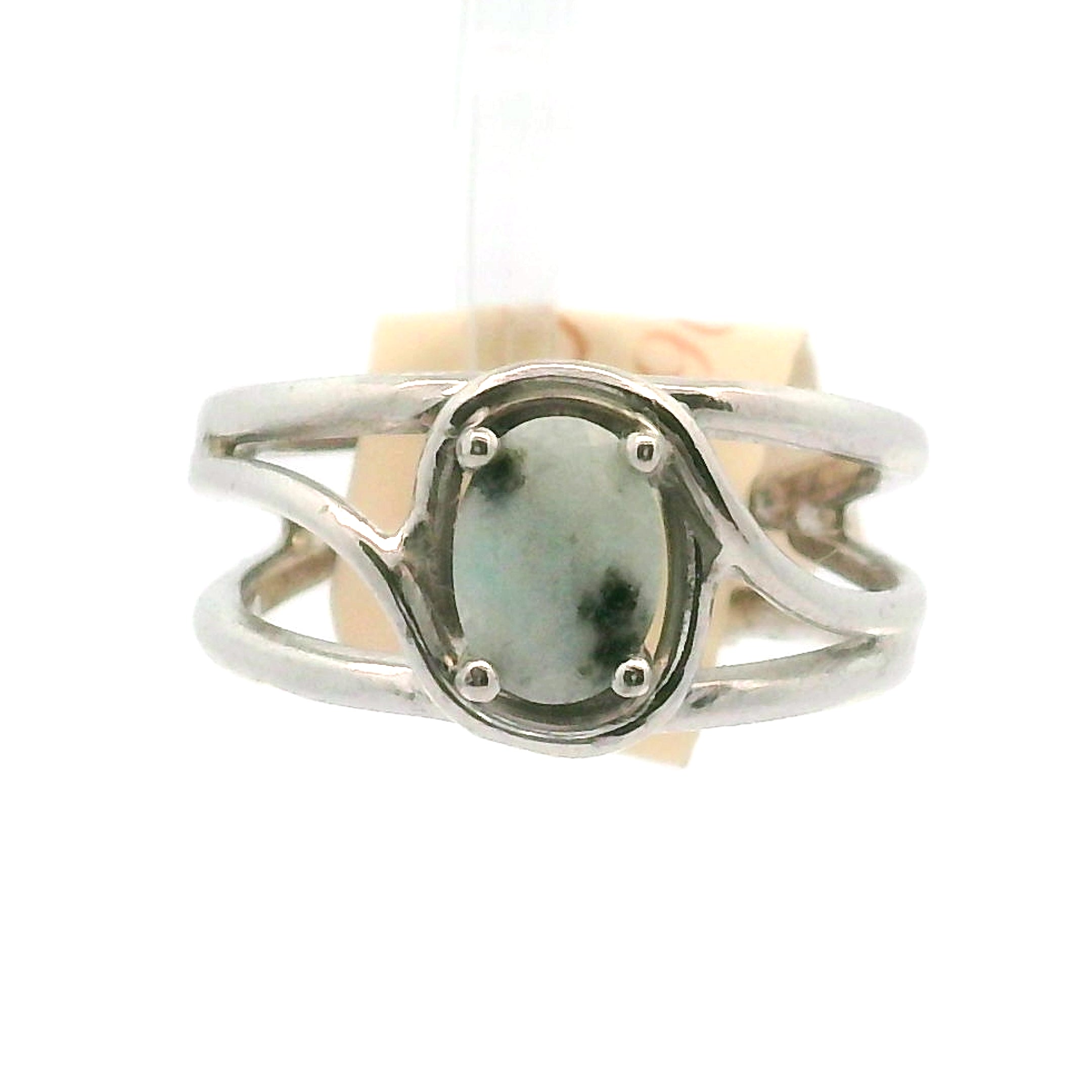 Kiwi Jasper Midi Cuff Ring 925 Silver for Support during Stress or Addiction