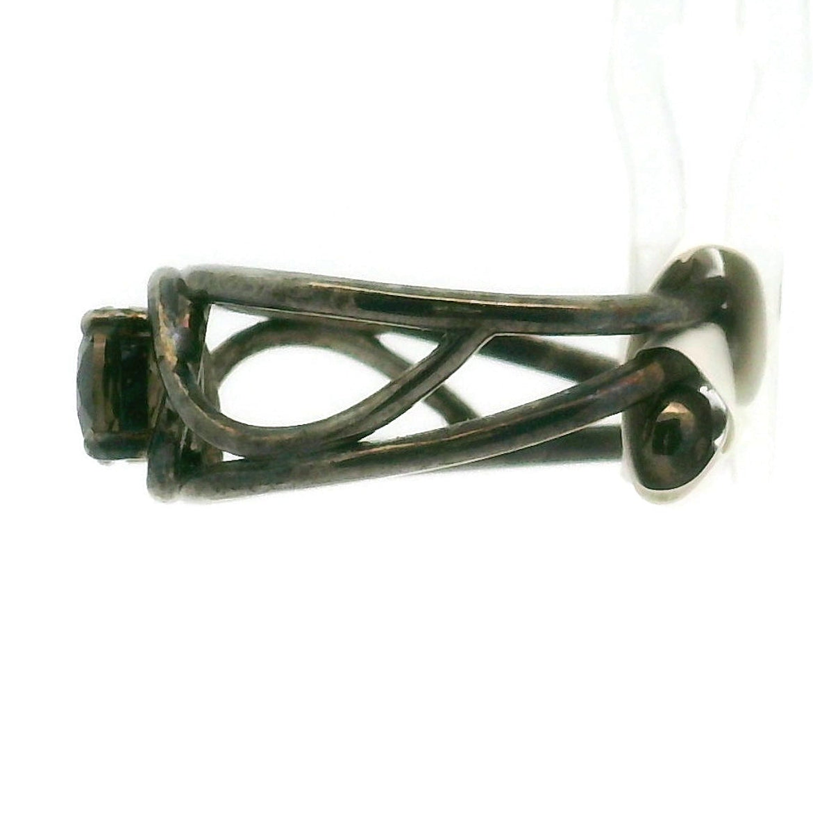 Smoky Quartz Midi Adjustable Finger Cuff Ring .925 Silver for Energy Cleansing, Manifestation and Protection