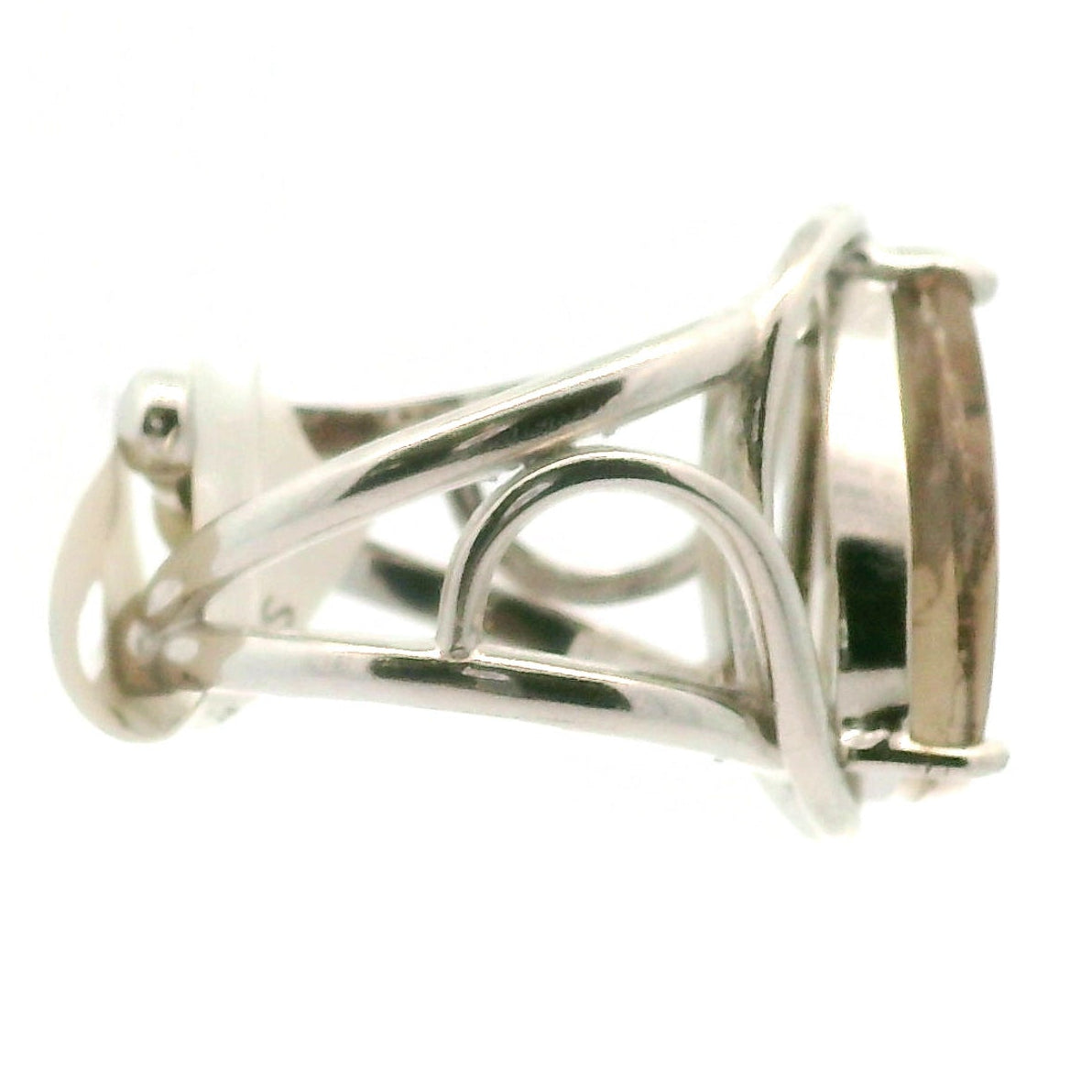 Smoky Quartz with Hematite Cuff Ring .925 Sterling Sliver for Grounding and Protection