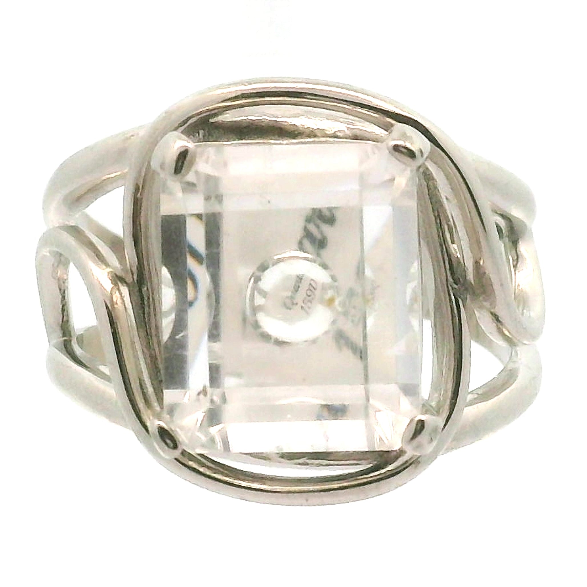 Clear Quartz Fantasy Cut Cuff Ring .925 Silver for Healing, Intention Setting and Manifesting your Desires
