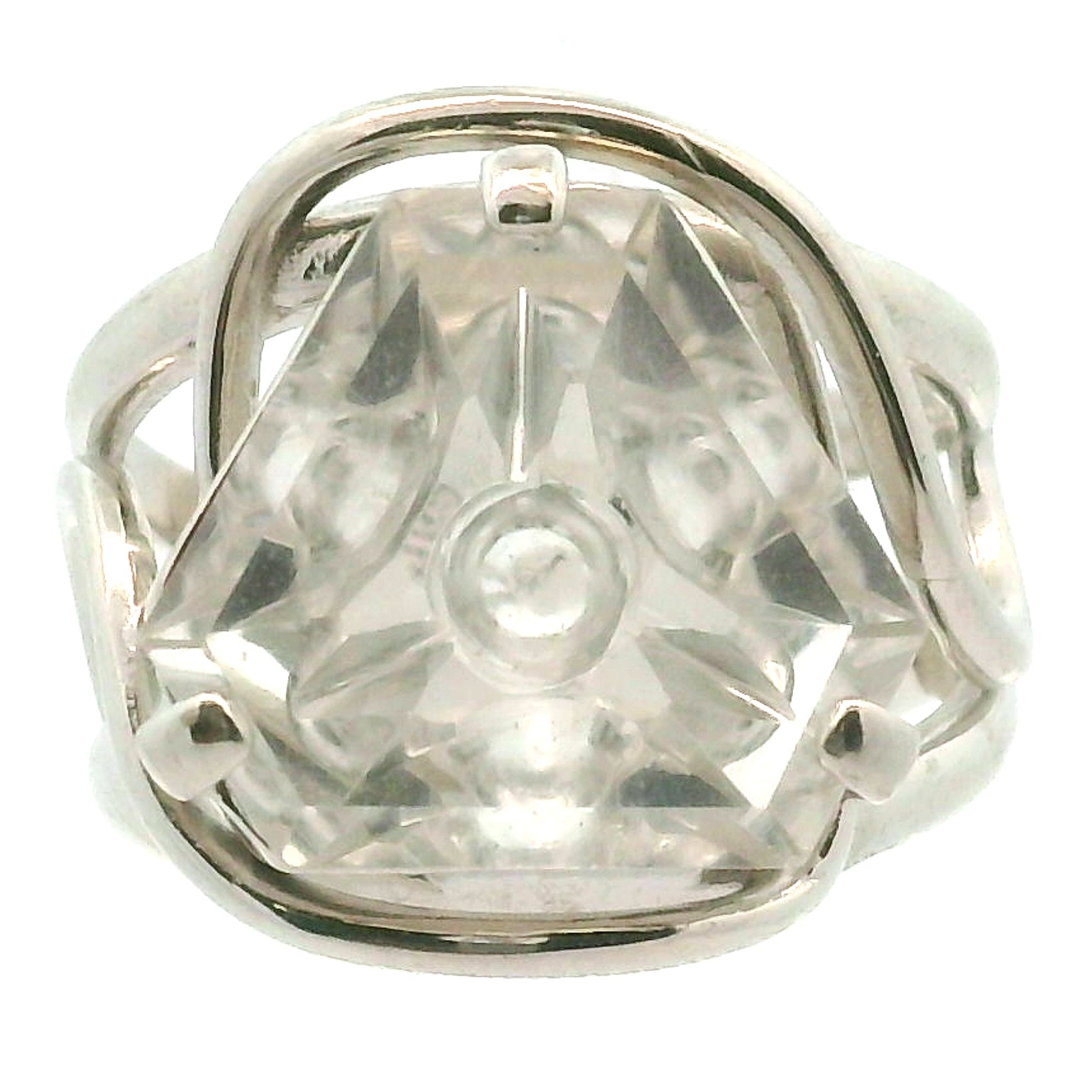 Clear Quartz Fantasy Cut Cuff Ring .925 Silver for Healing, Intention Setting and Manifesting your Desires