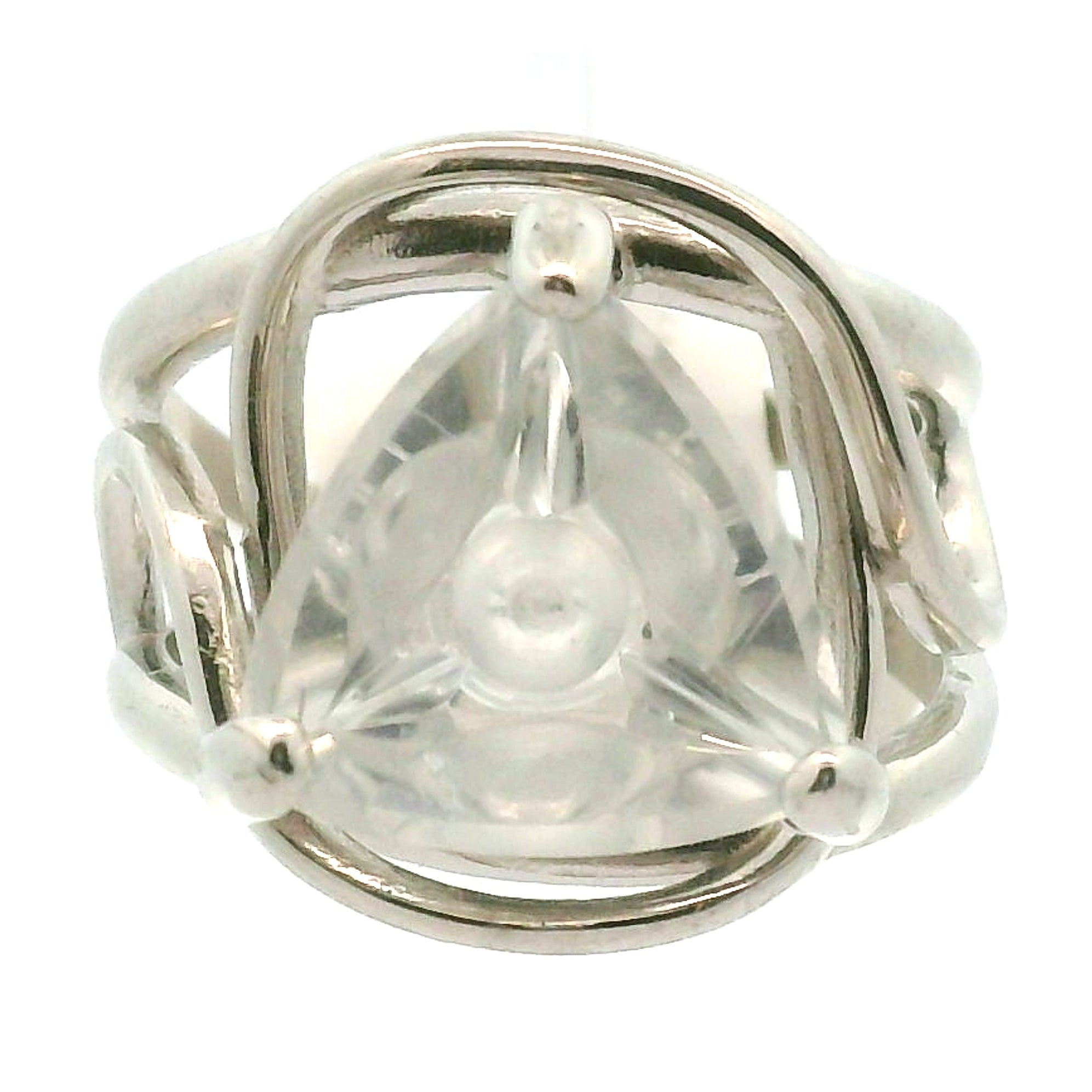 Clear Quartz Fantasy Cut Cuff Ring .925 Silver for Healing, Intention Setting and Manifesting your Desires