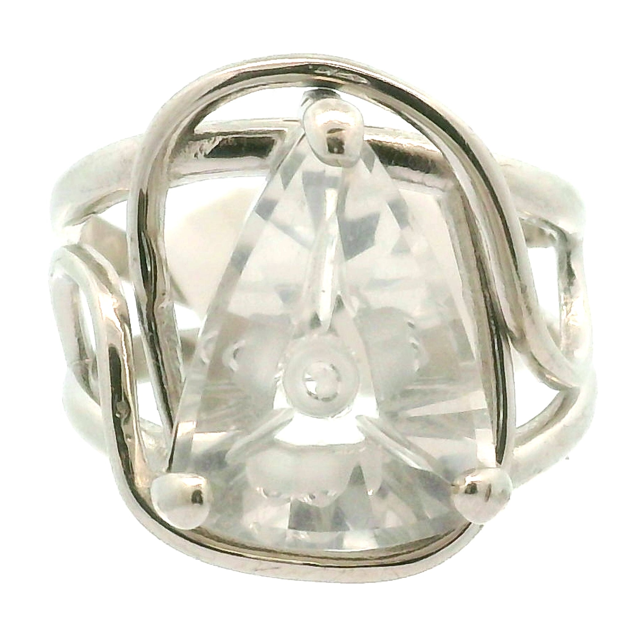 Clear Quartz Fantasy Cut Cuff Ring .925 Silver for Healing, Intention Setting and Manifesting your Desires